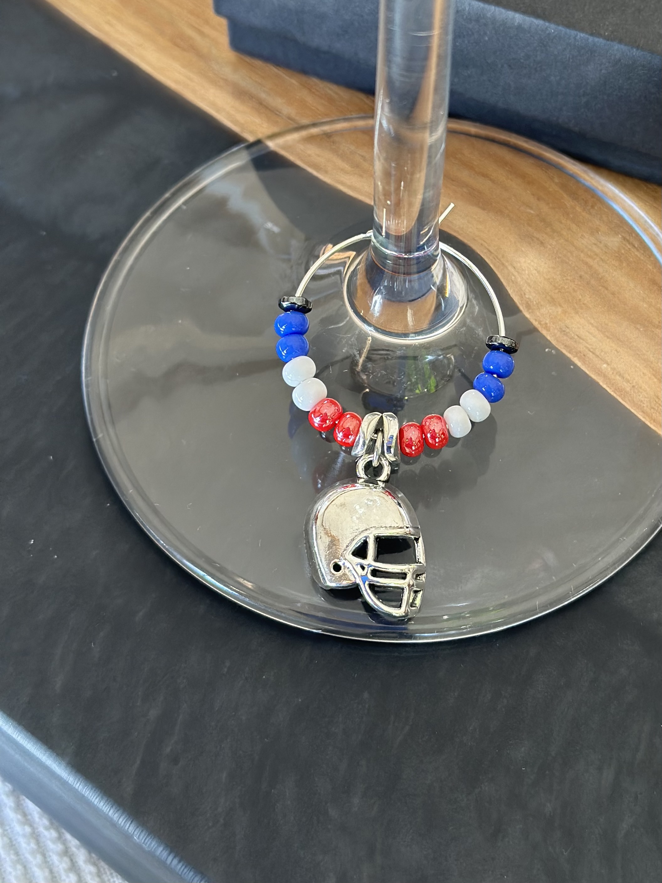 Football Helmet Wine Glass Charm