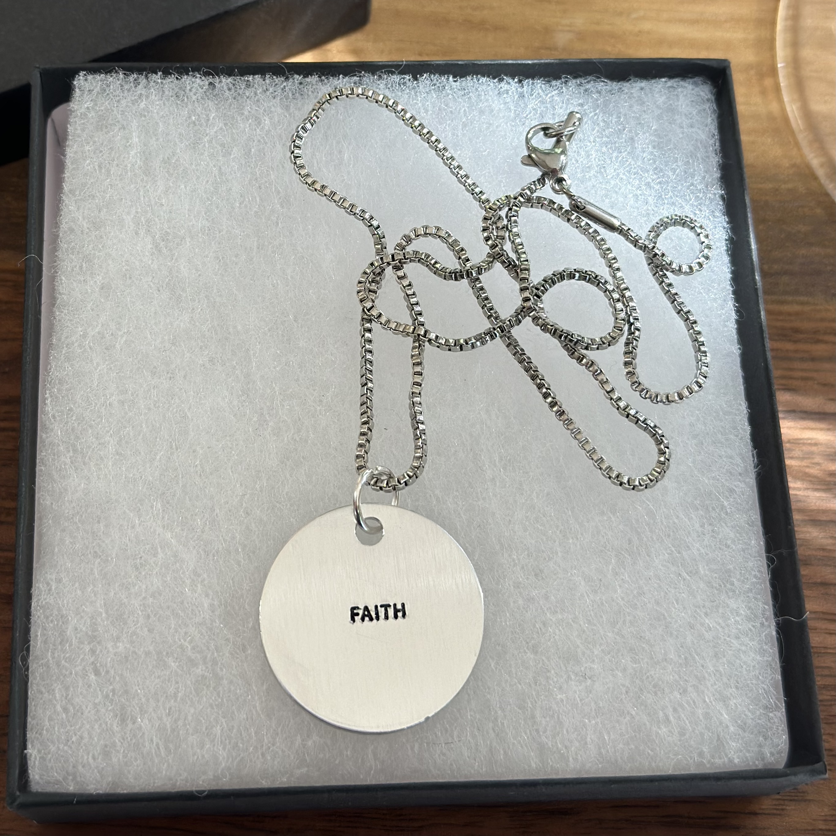 Hand Stamped Spiritual Accessories - FAITH Pendant, Jewelry and Wine Charm