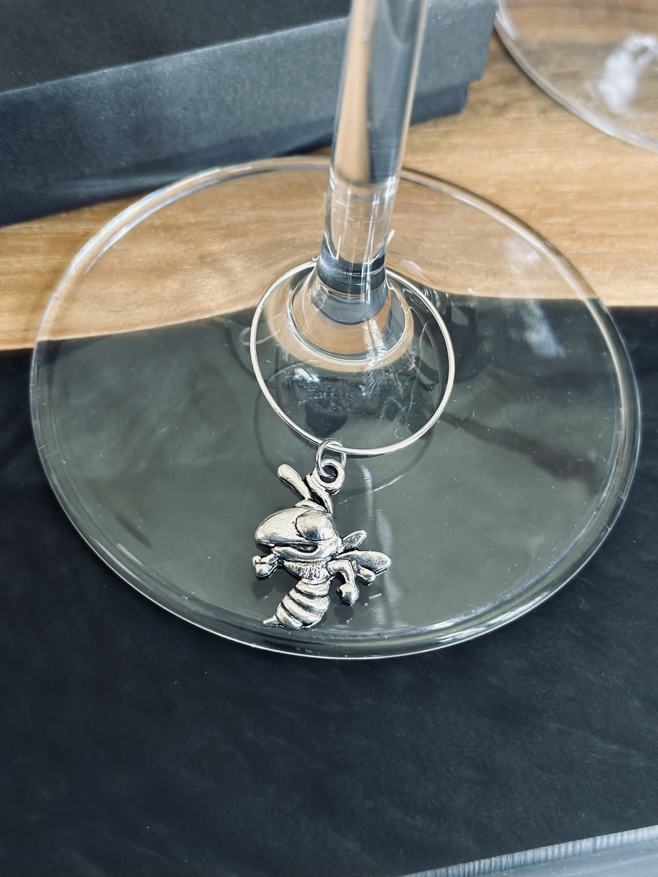 Bee Yellow Jacket Wine Charm