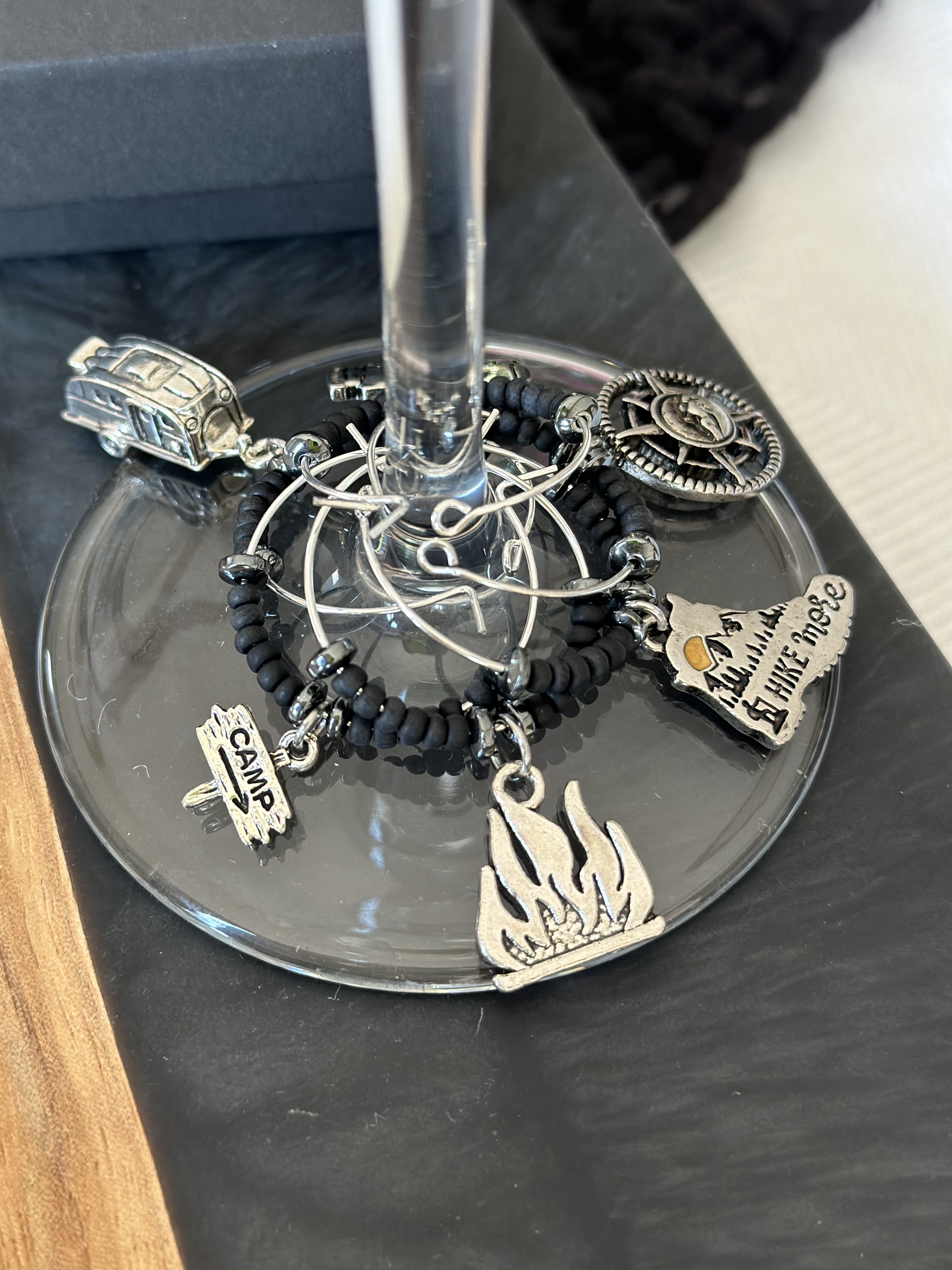 Adventure-Themed Wine Glass Charms Set