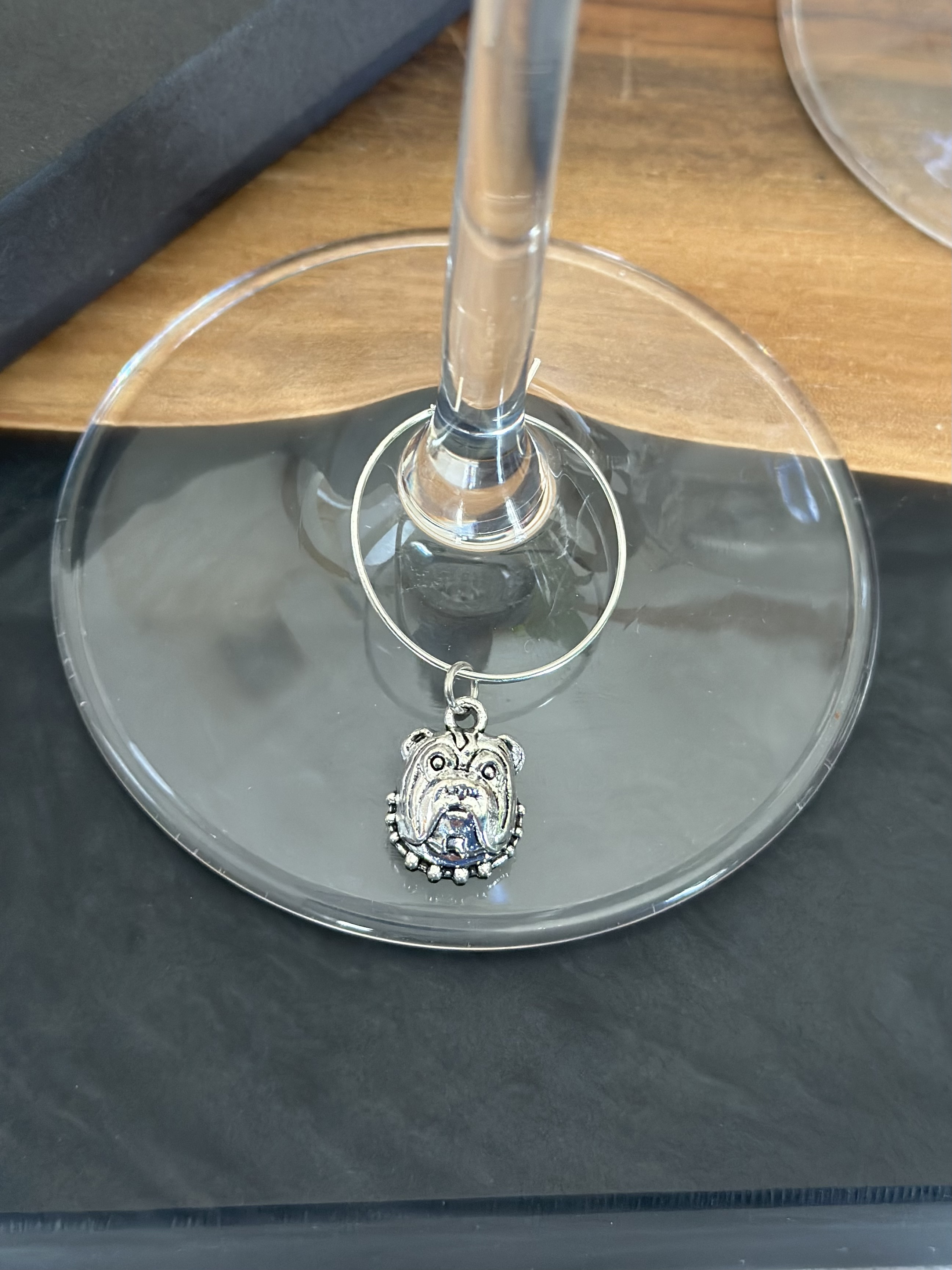 Bulldog Wine Charm -Bulldog face