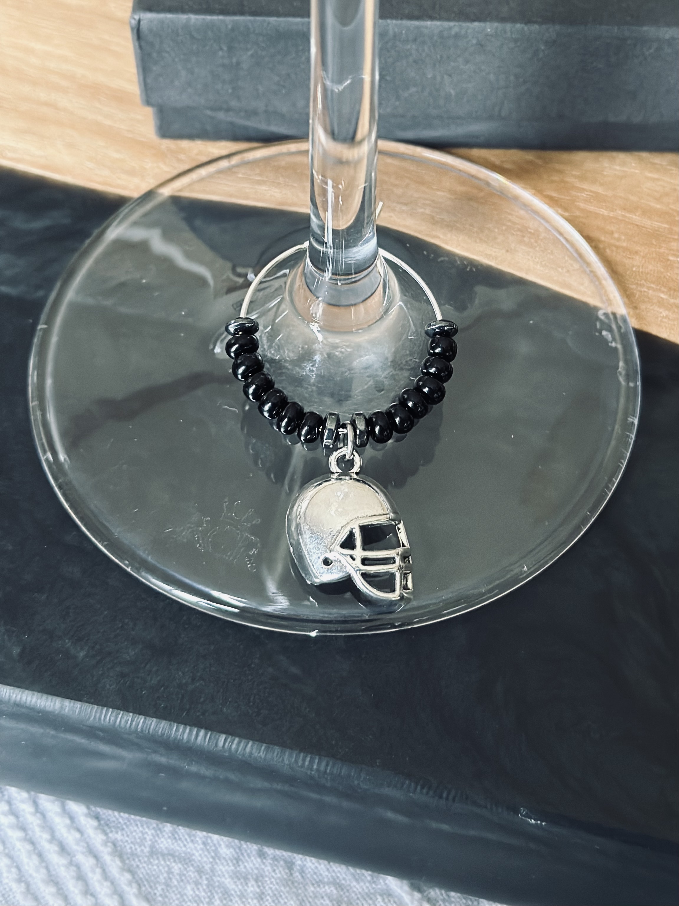 Football Helmet Wine Glass Charm