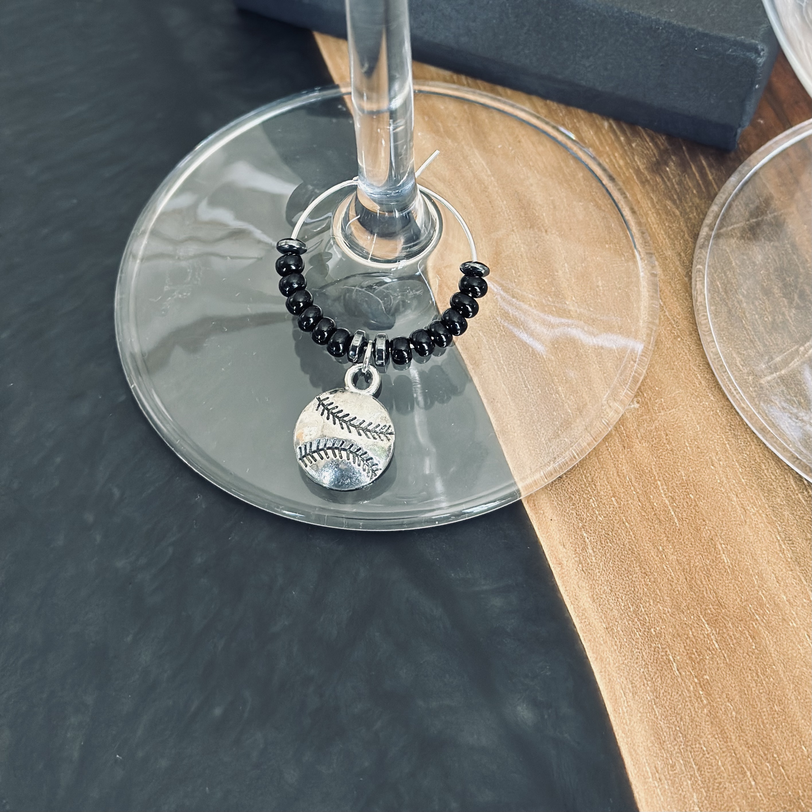 Baseball Wine Charm