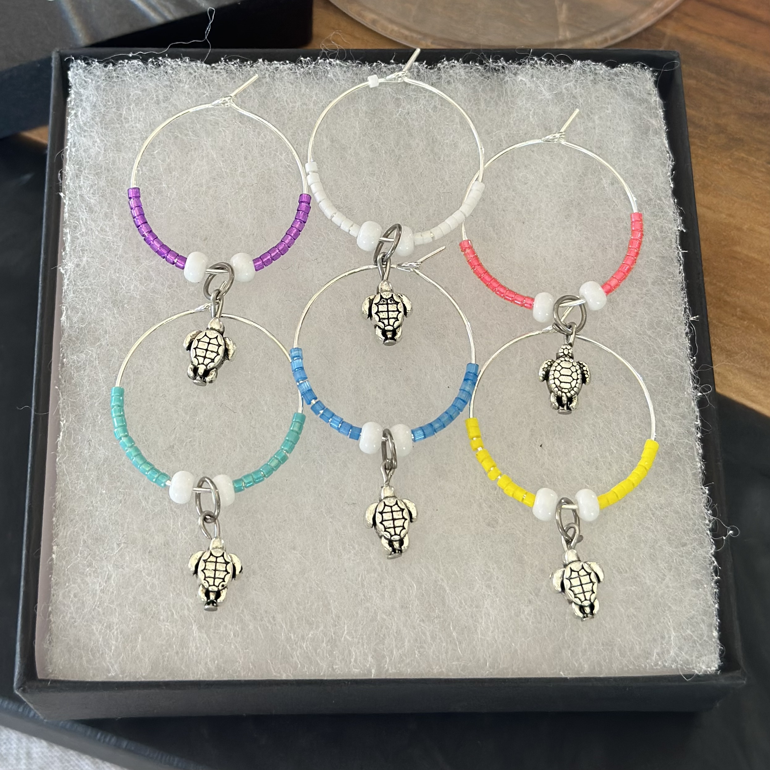 Colorful Sea Turtle Wine Charms