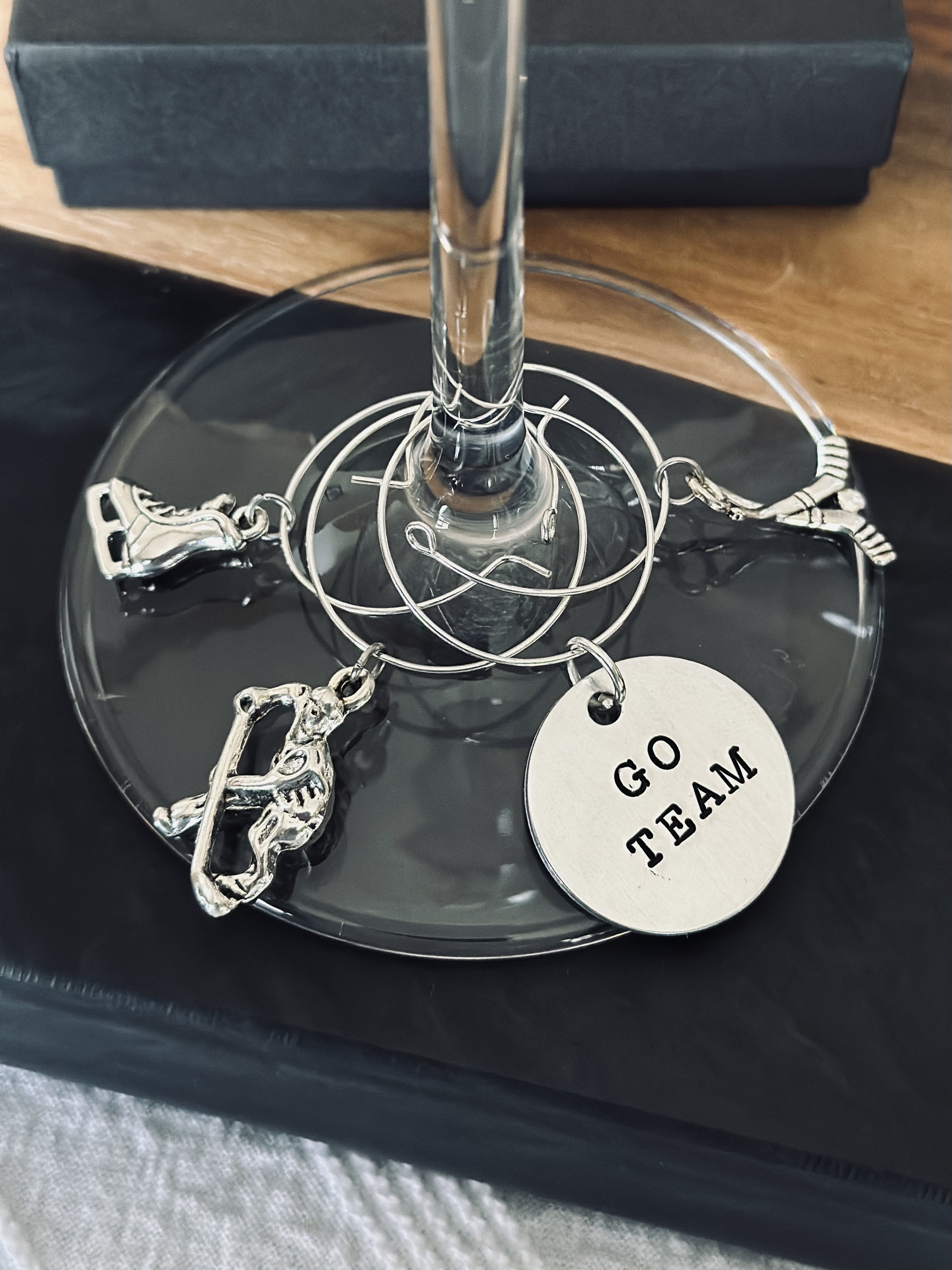Fully customizable hockey wine charms and pendants