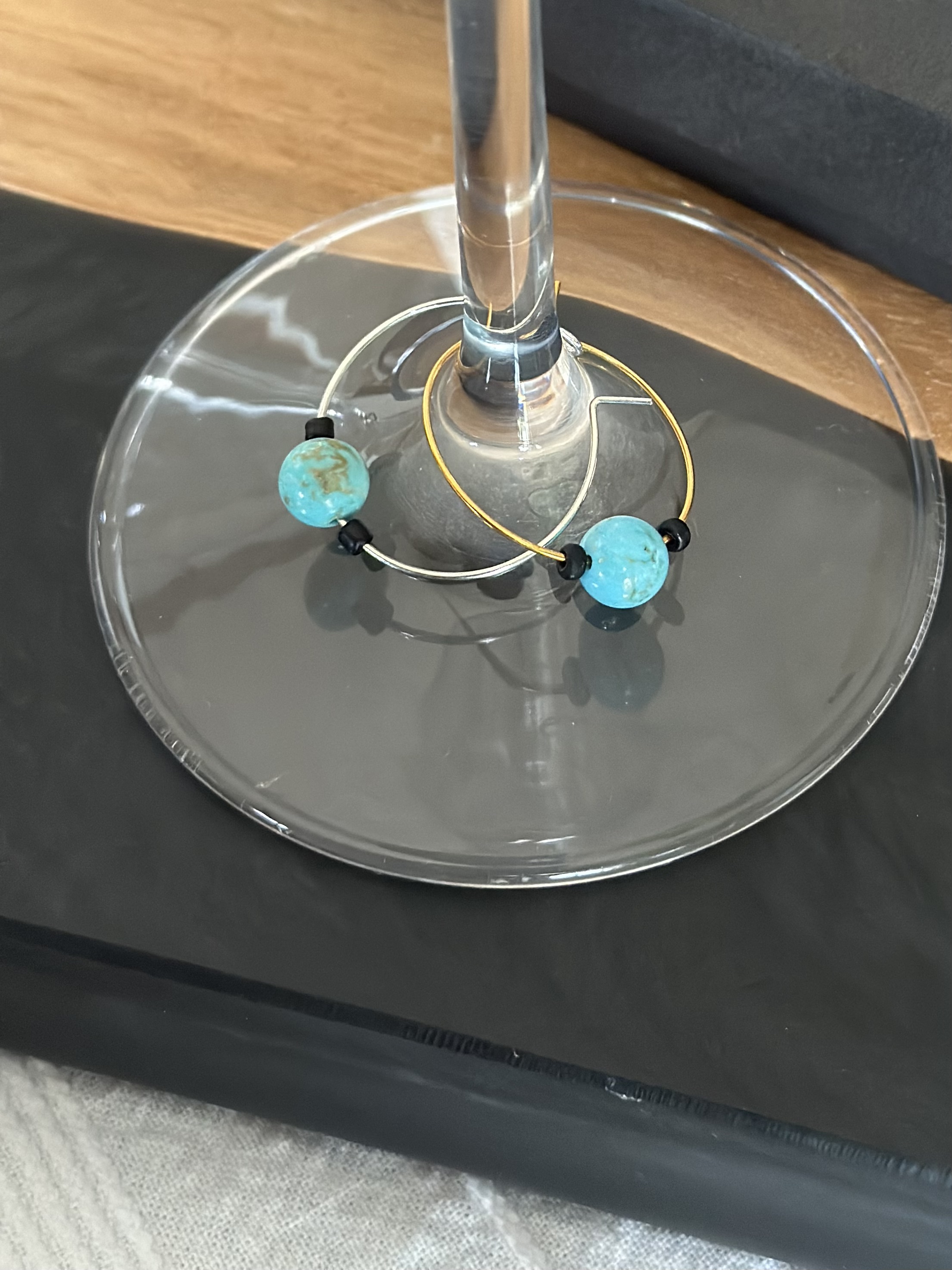 Turquoise Howlite Wine Glass Charm called "The Explorer"