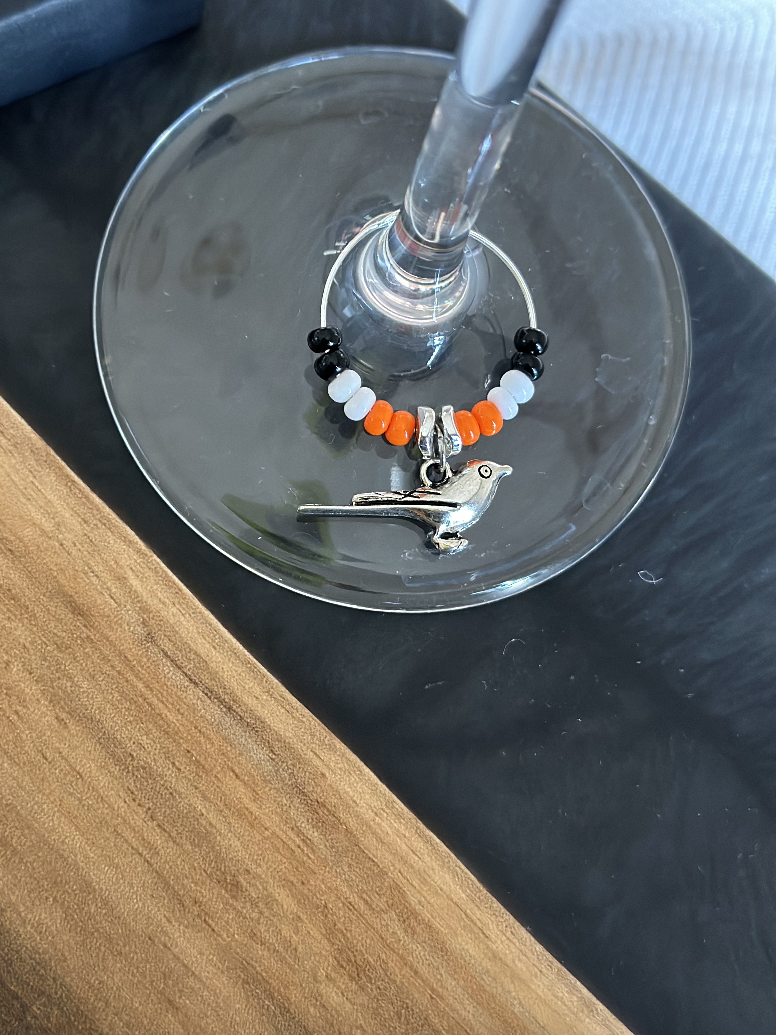 Silver Tone Bird Oriole Wine Charm