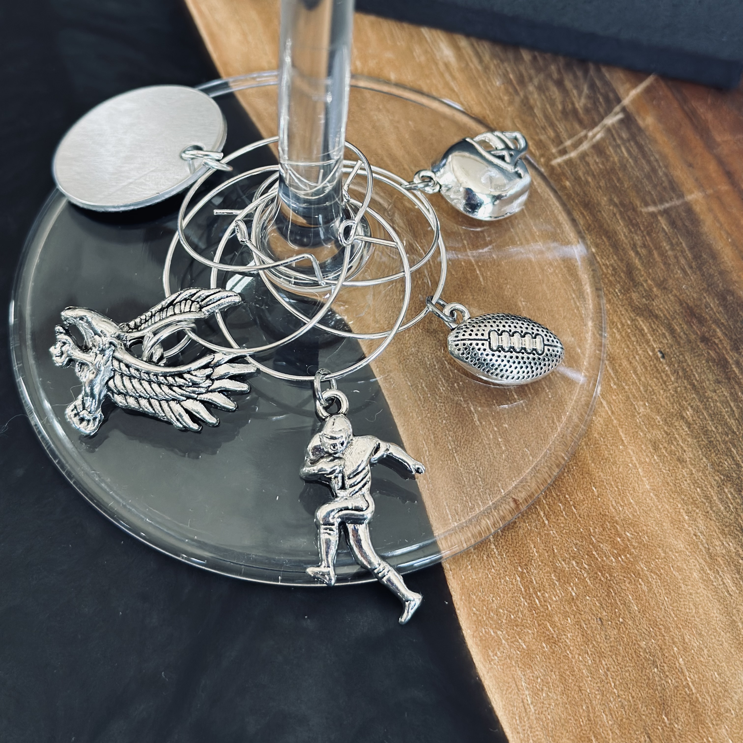 Fully customizable Football Wine Charms Set