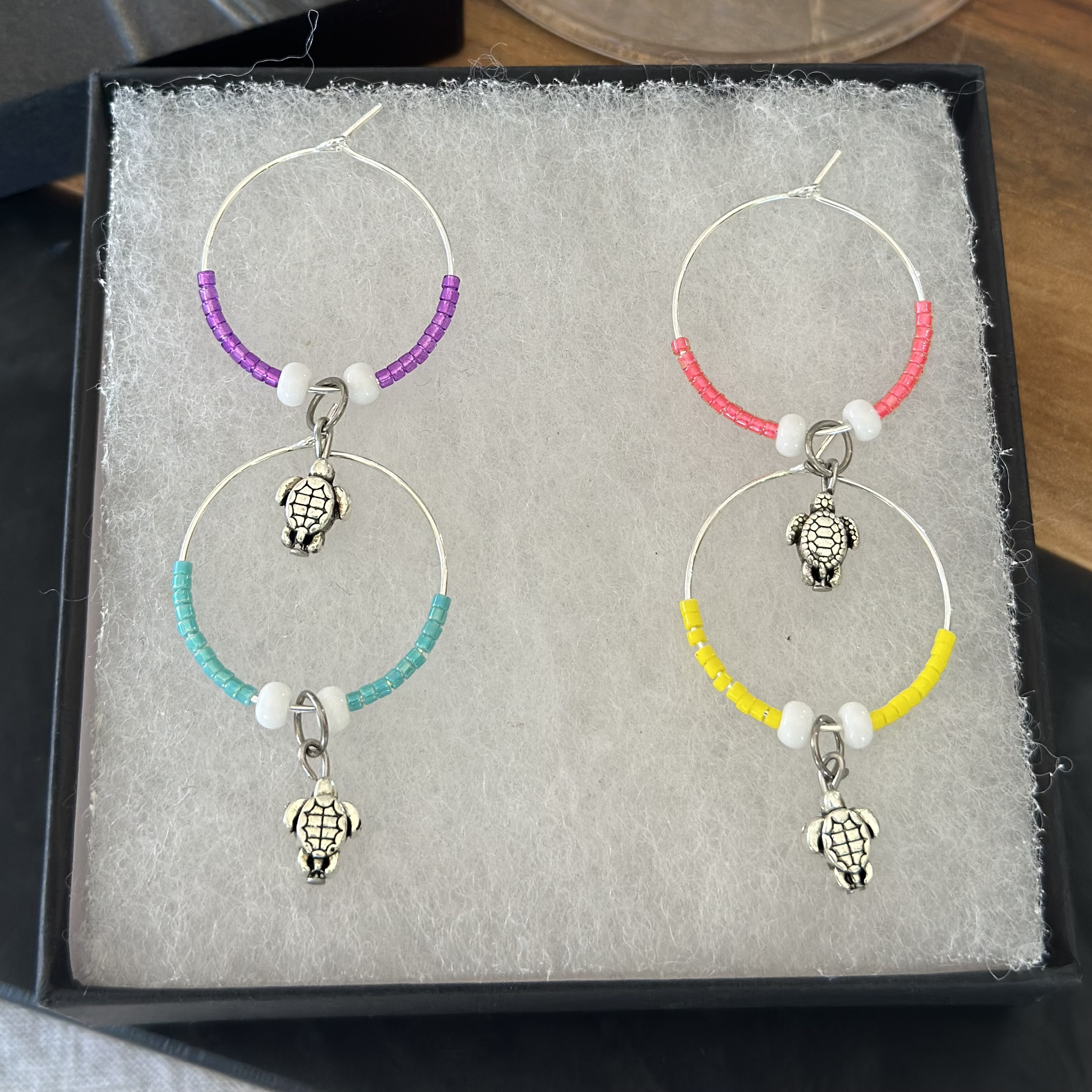 Colorful Sea Turtle Wine Charms