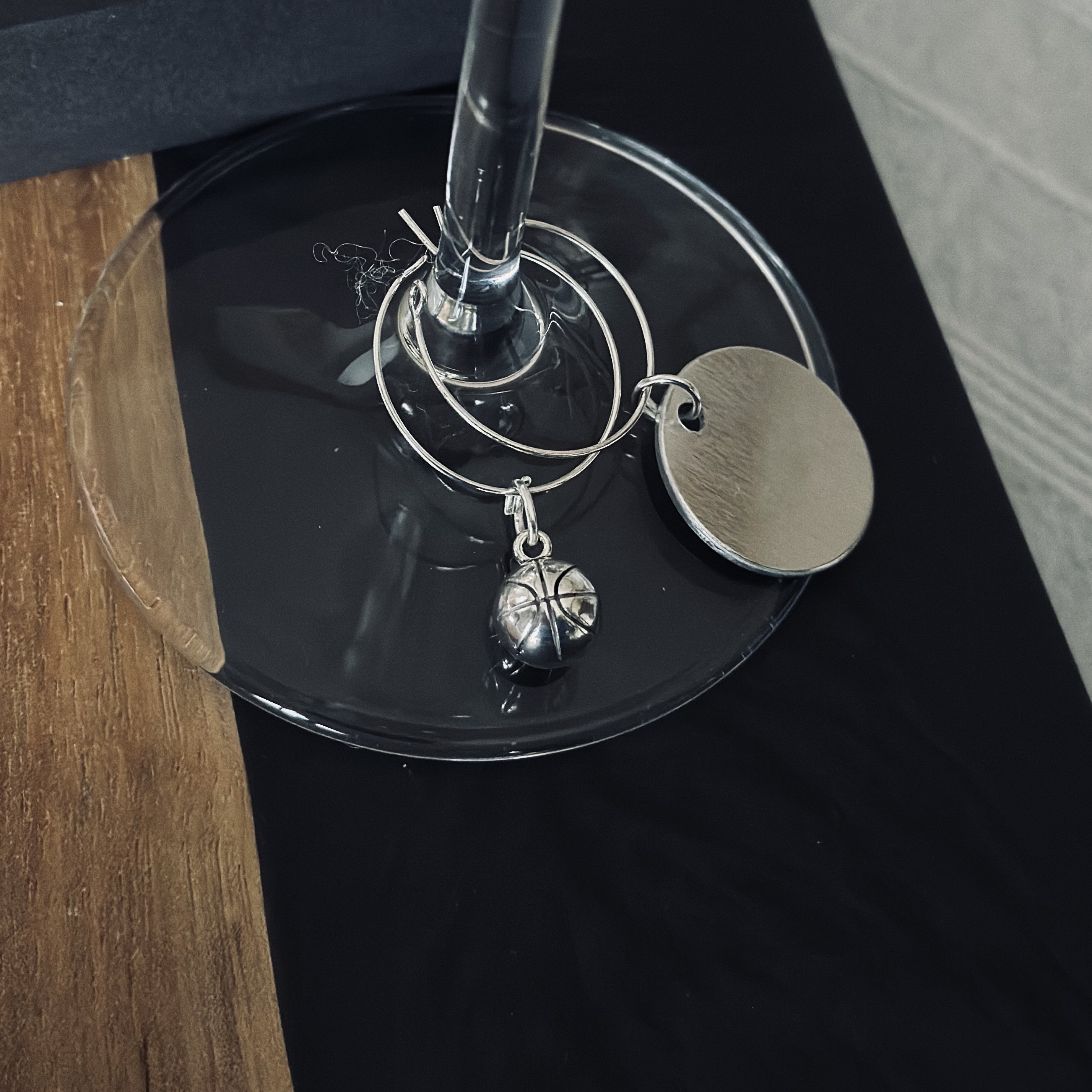 Set of 2 Basketball Wine Charms Including 1 Personalized Pendant