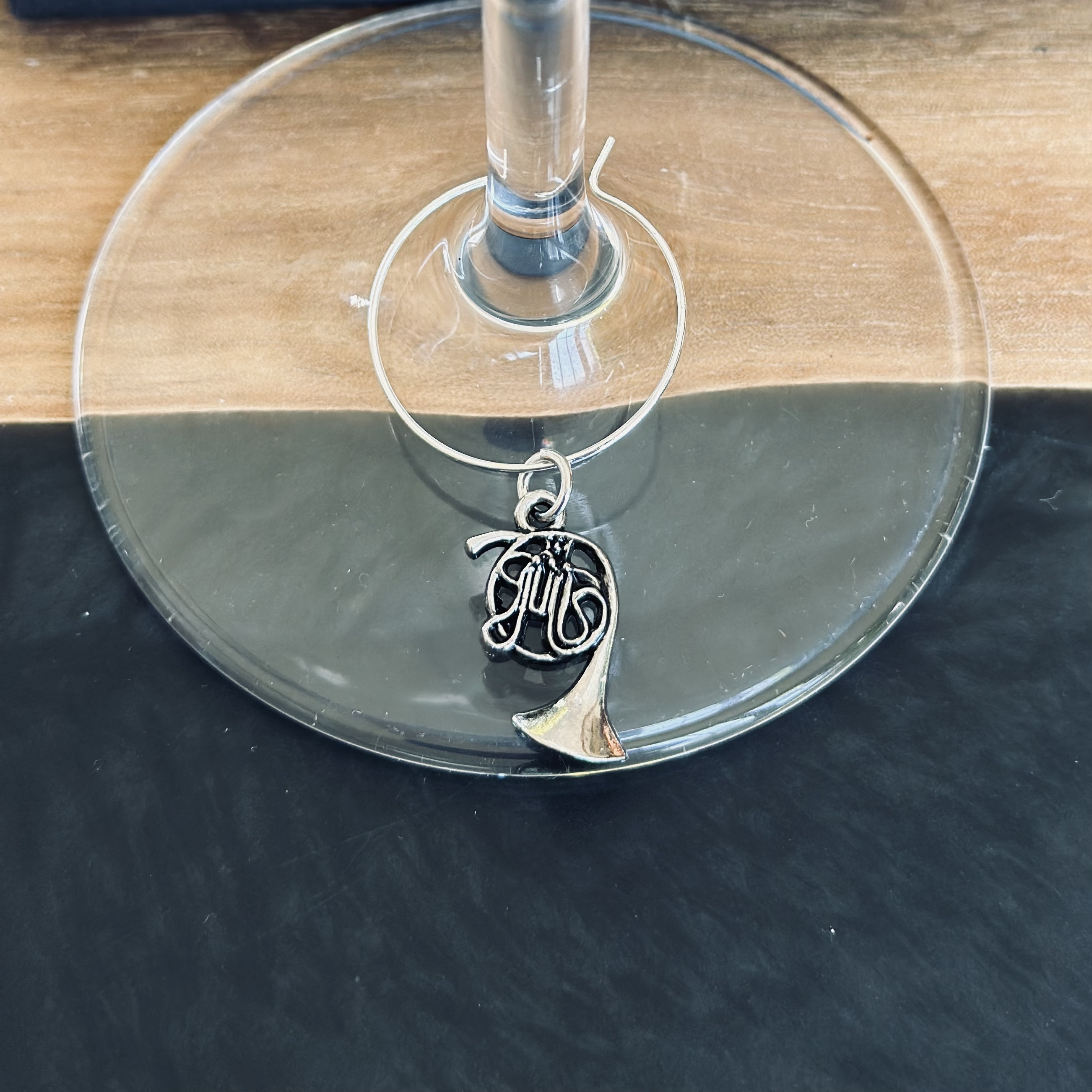 French Horn Wine Glass Charm