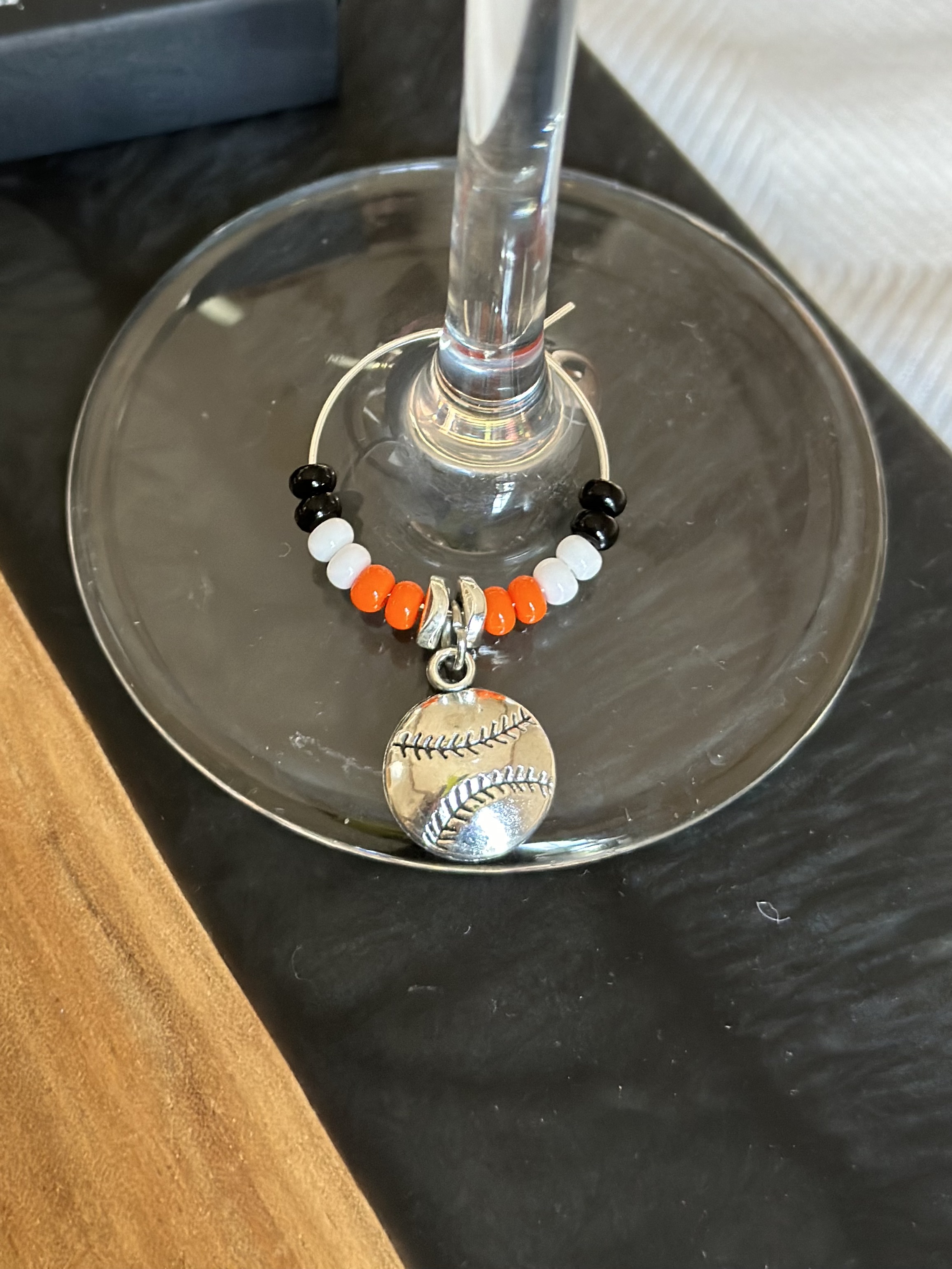 Baseball Wine Charm