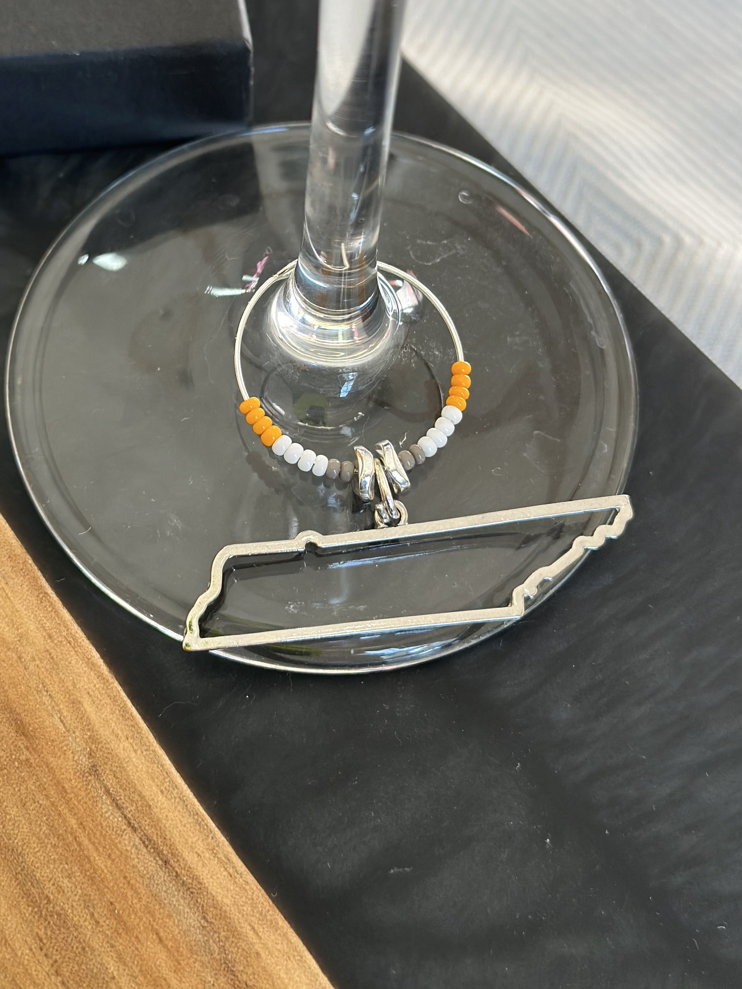 Tennessee wine charm - silver tone