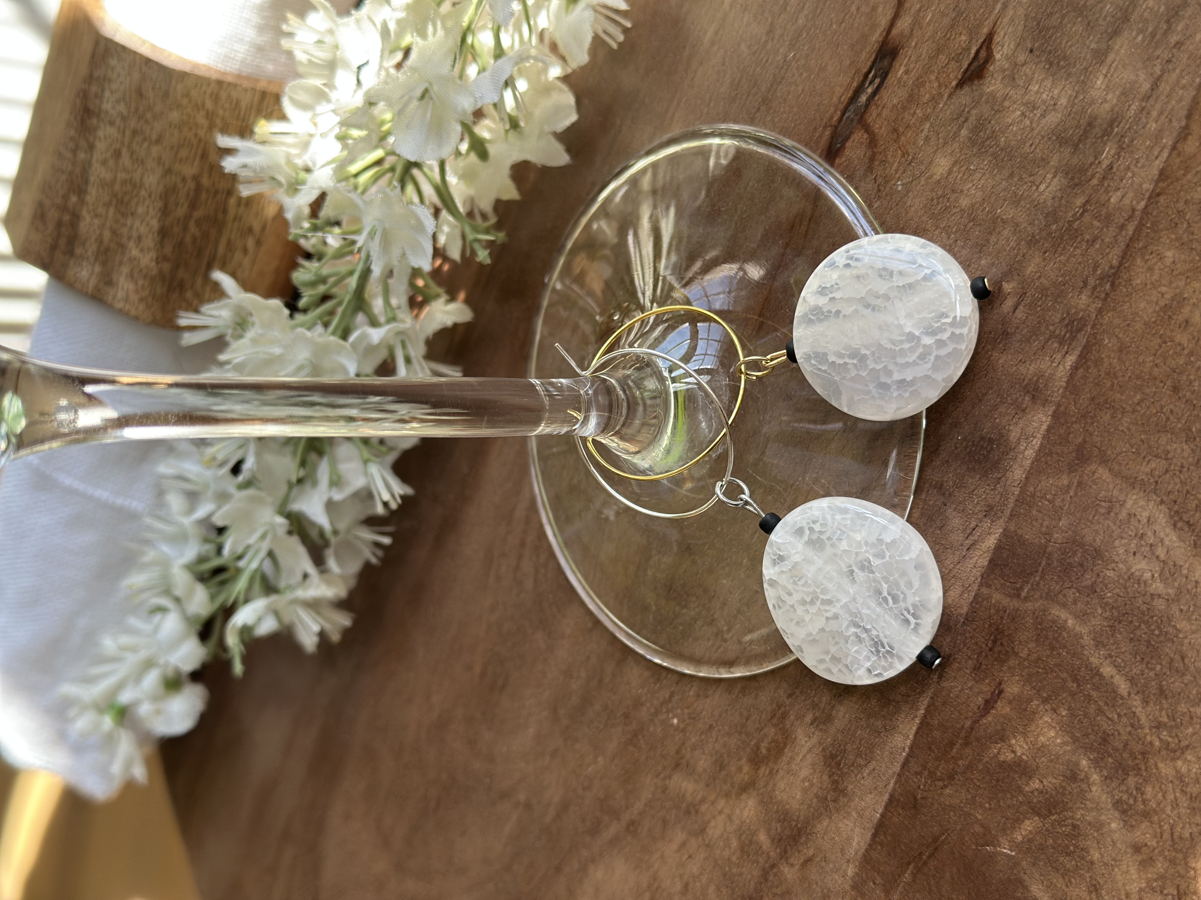 Big Clear/White/Ivory Glass Charm called "Thin Ice"