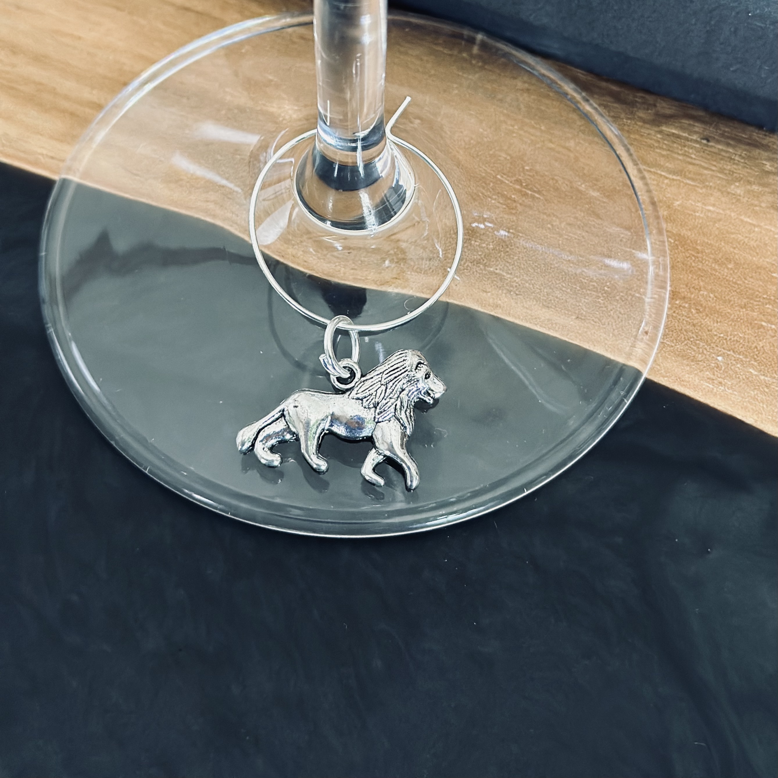 Silver Lion Wine Glass Charm