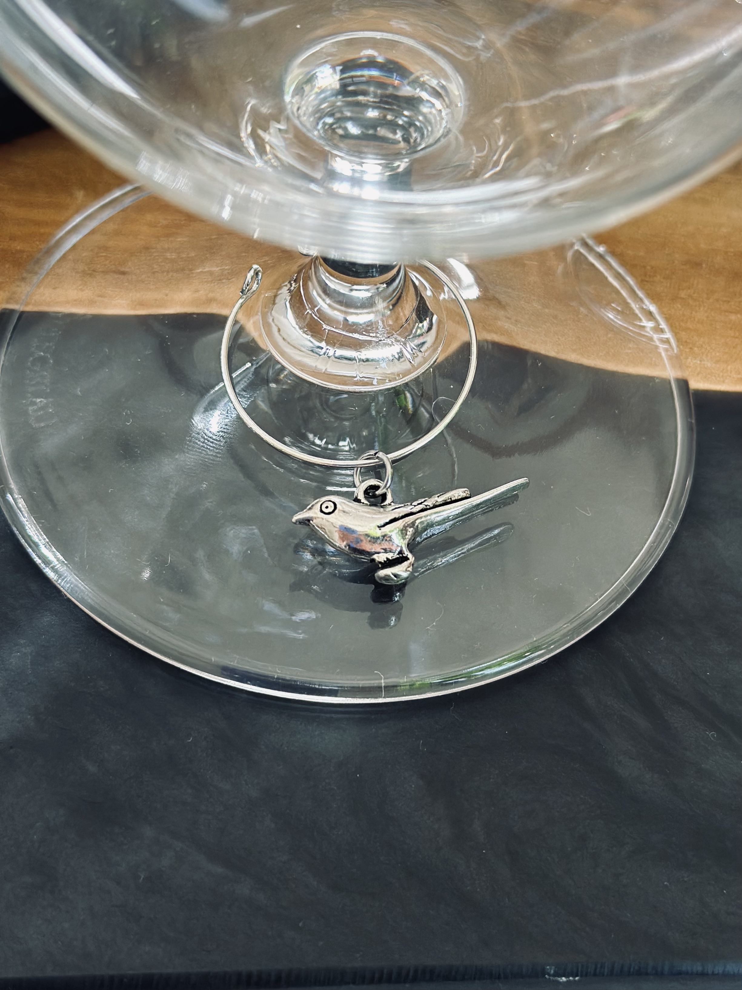 Silver Tone Bird Oriole Wine Charm
