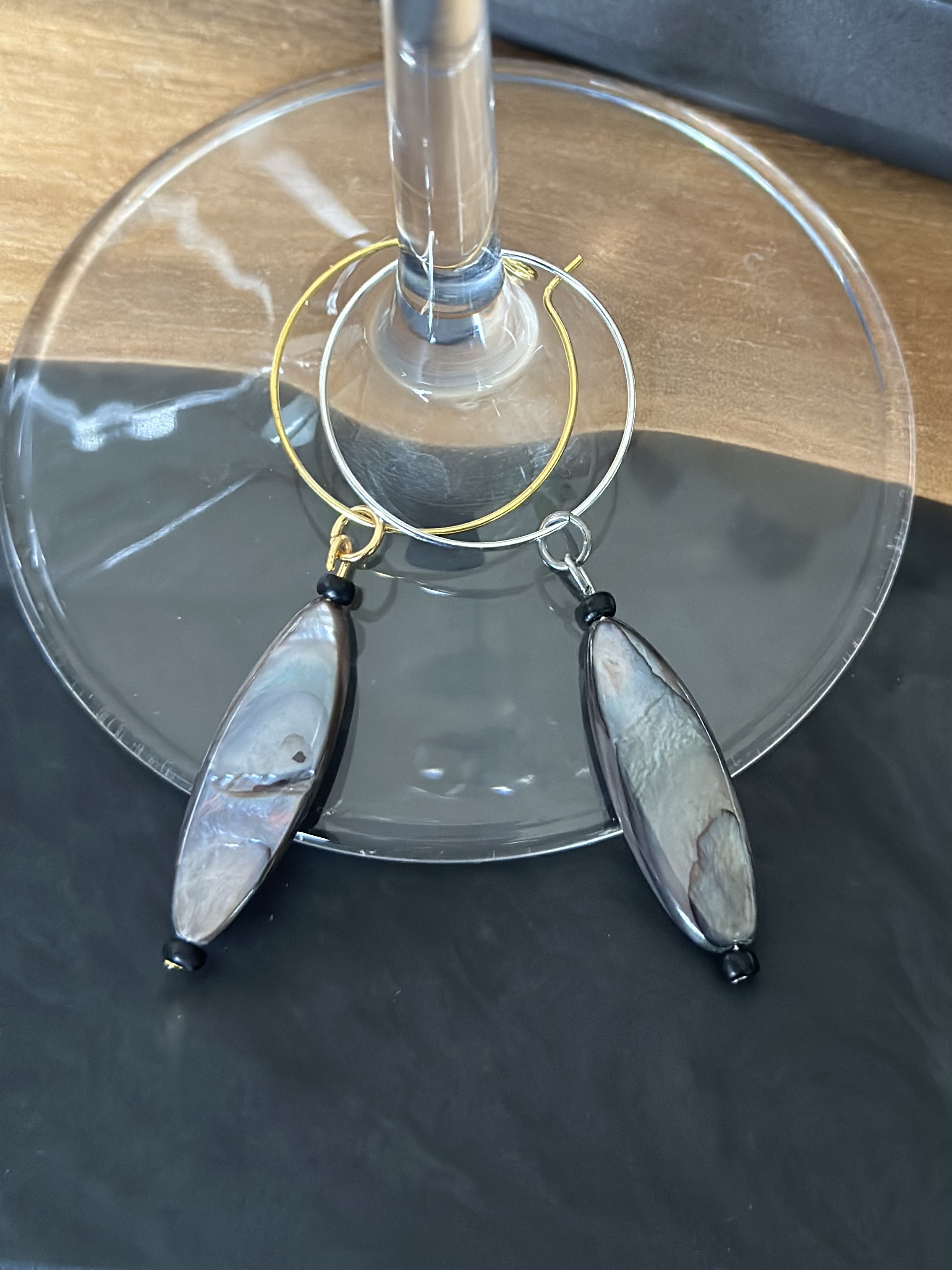 Shimmery Brown and Grey Wine Charm called "Kayak"
