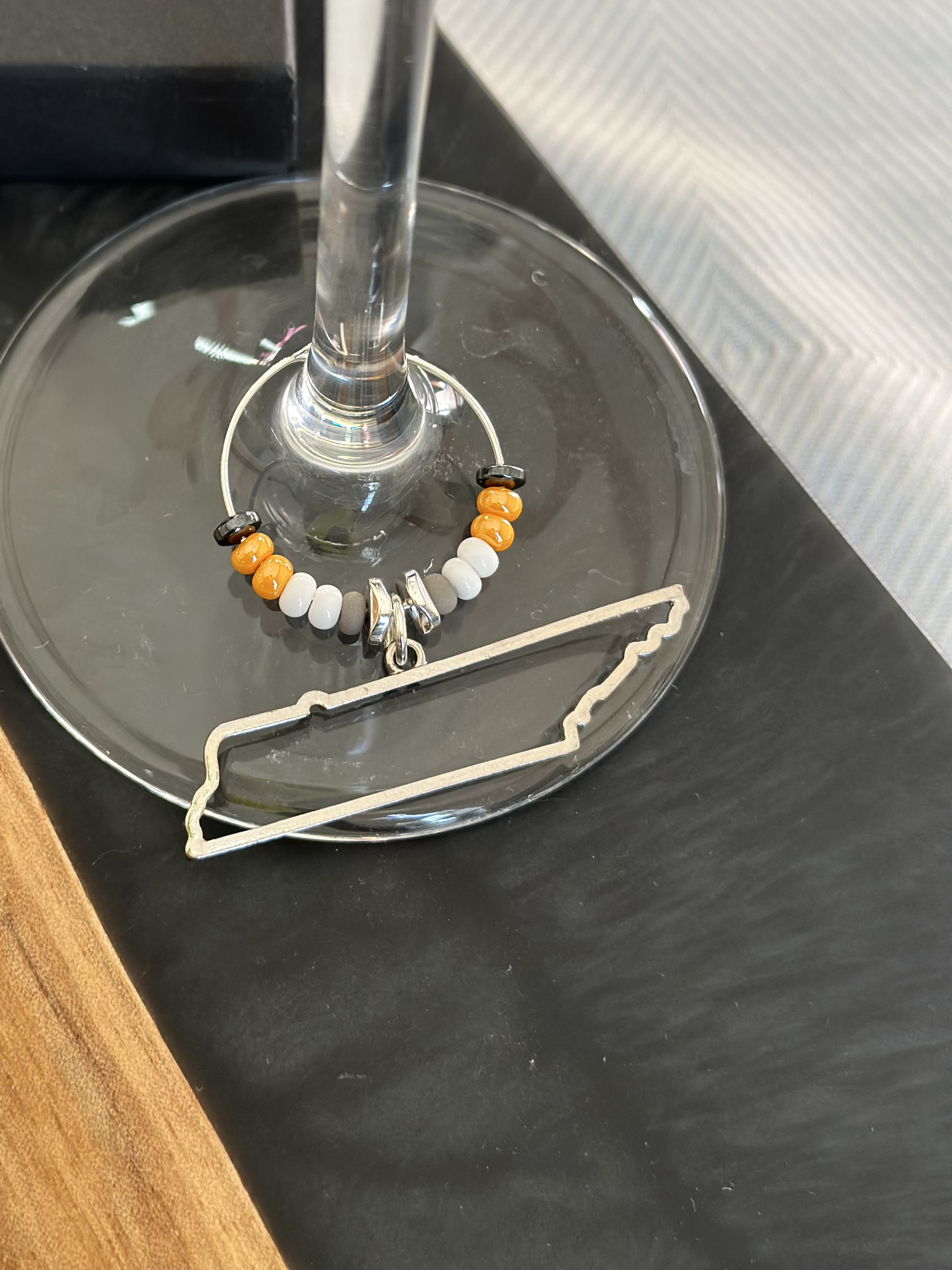 Tennessee wine charm - silver tone