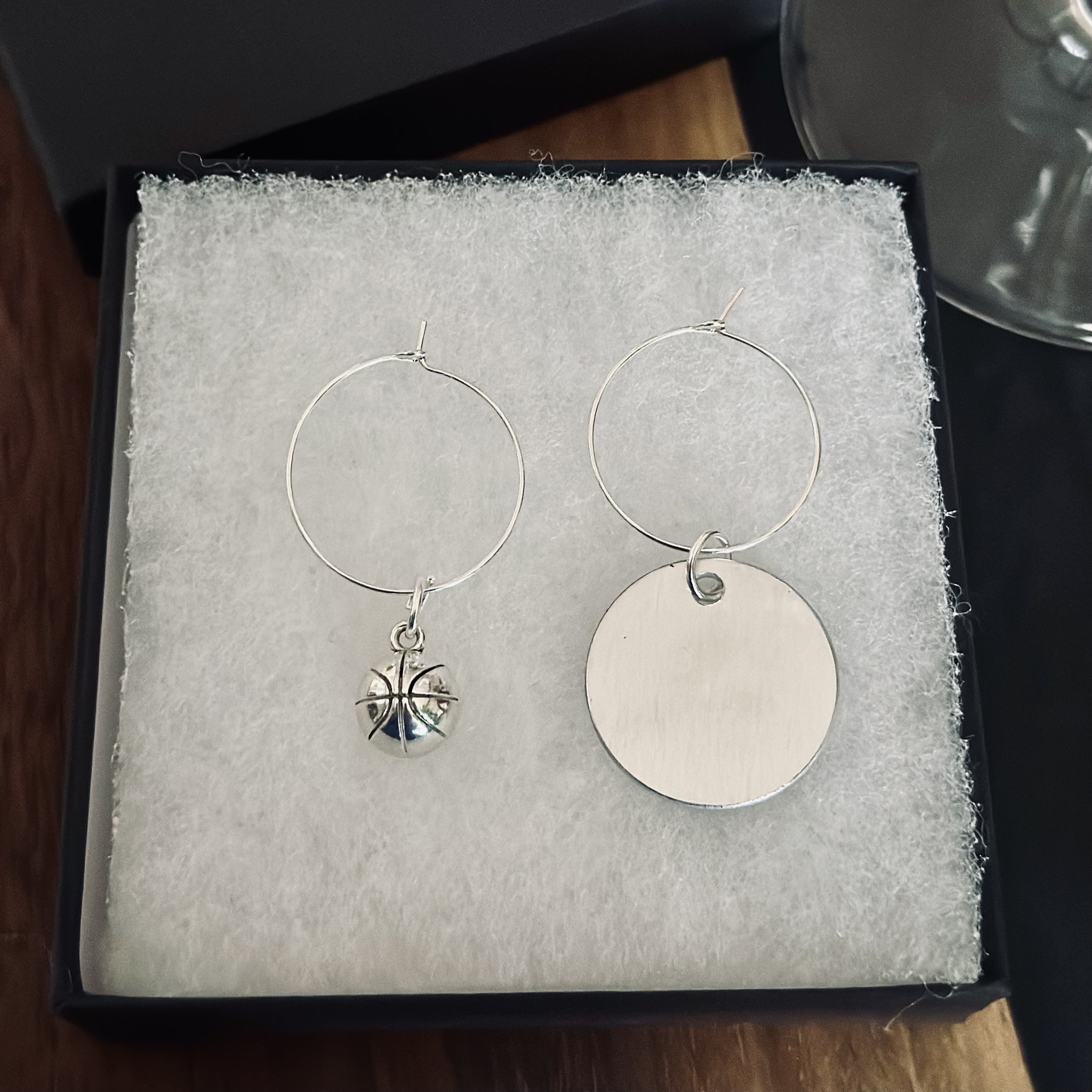 Set of 2 Basketball Wine Charms Including 1 Personalized Pendant