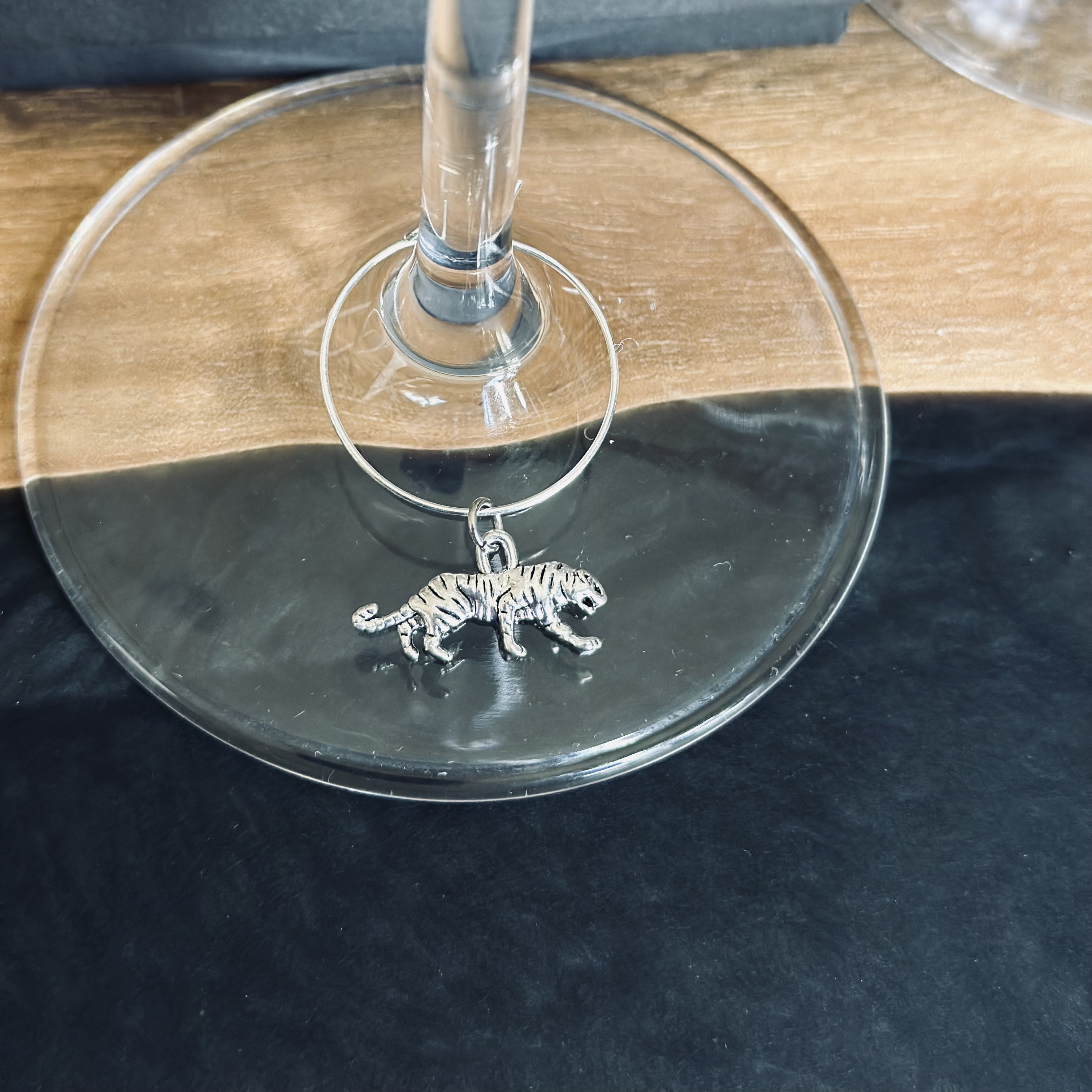 Silver Bengal Tiger Wine Charm