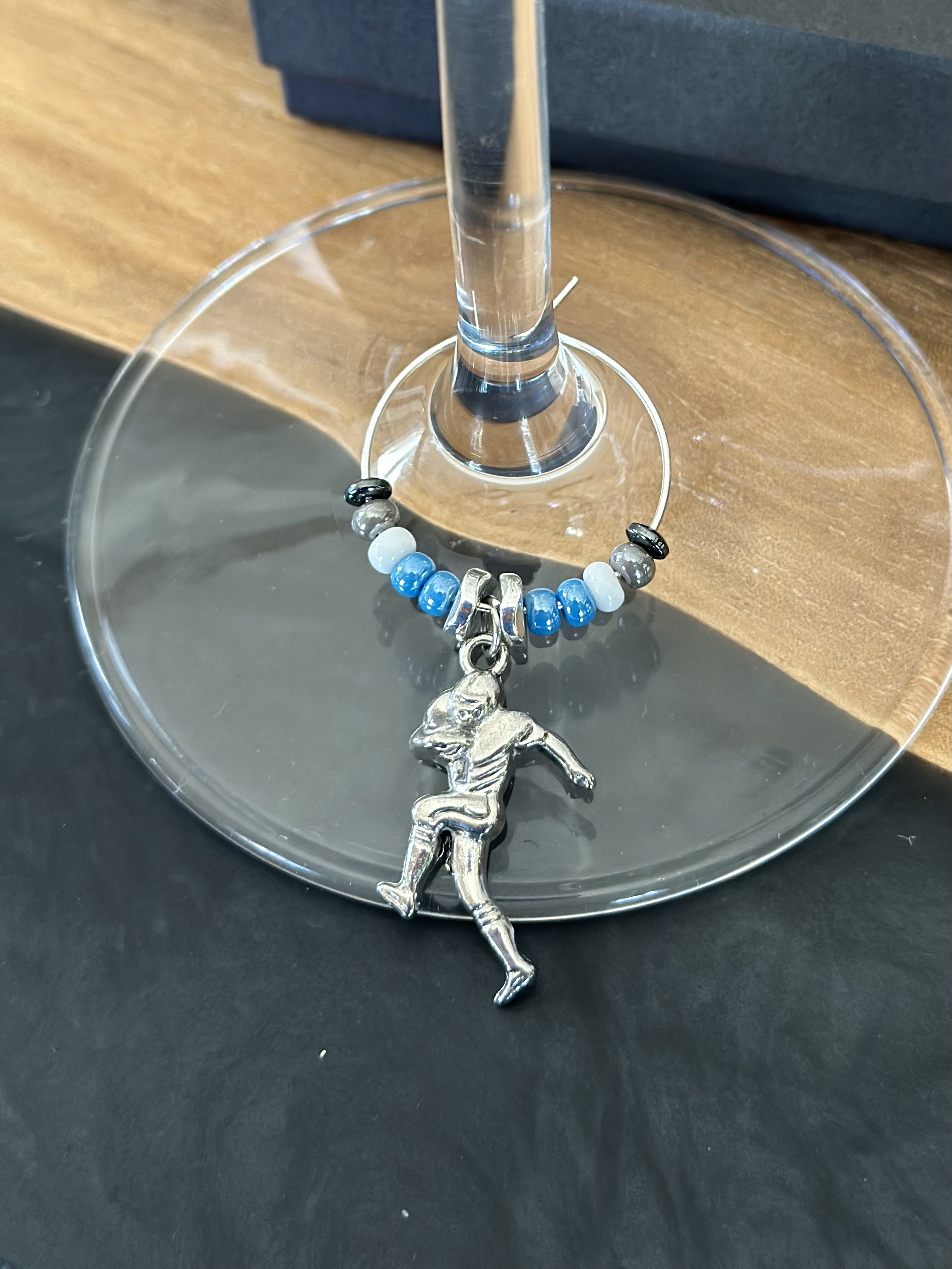 Football Player Wine Glass Charm