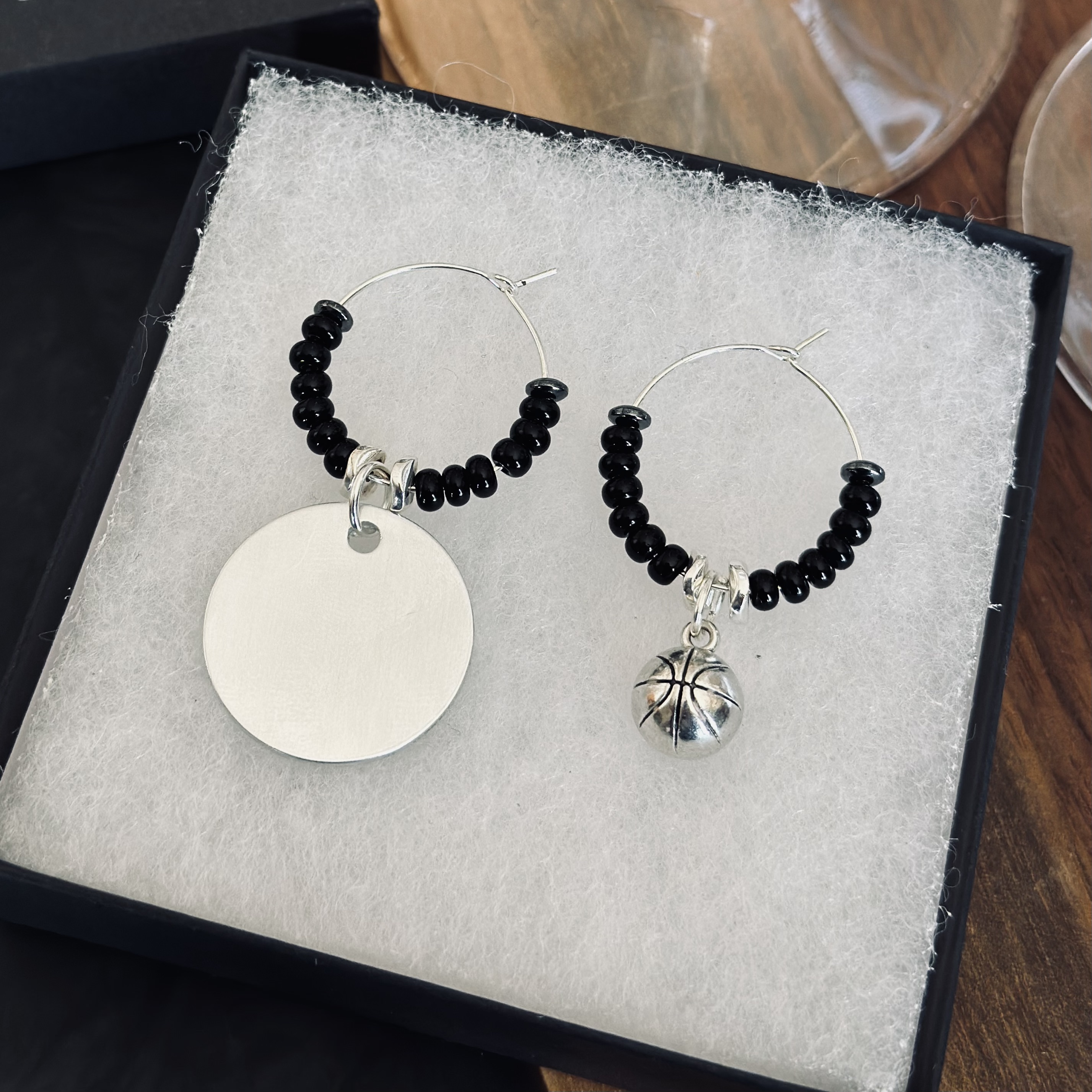 Set of 2 Basketball Wine Charms Including 1 Personalized Pendant