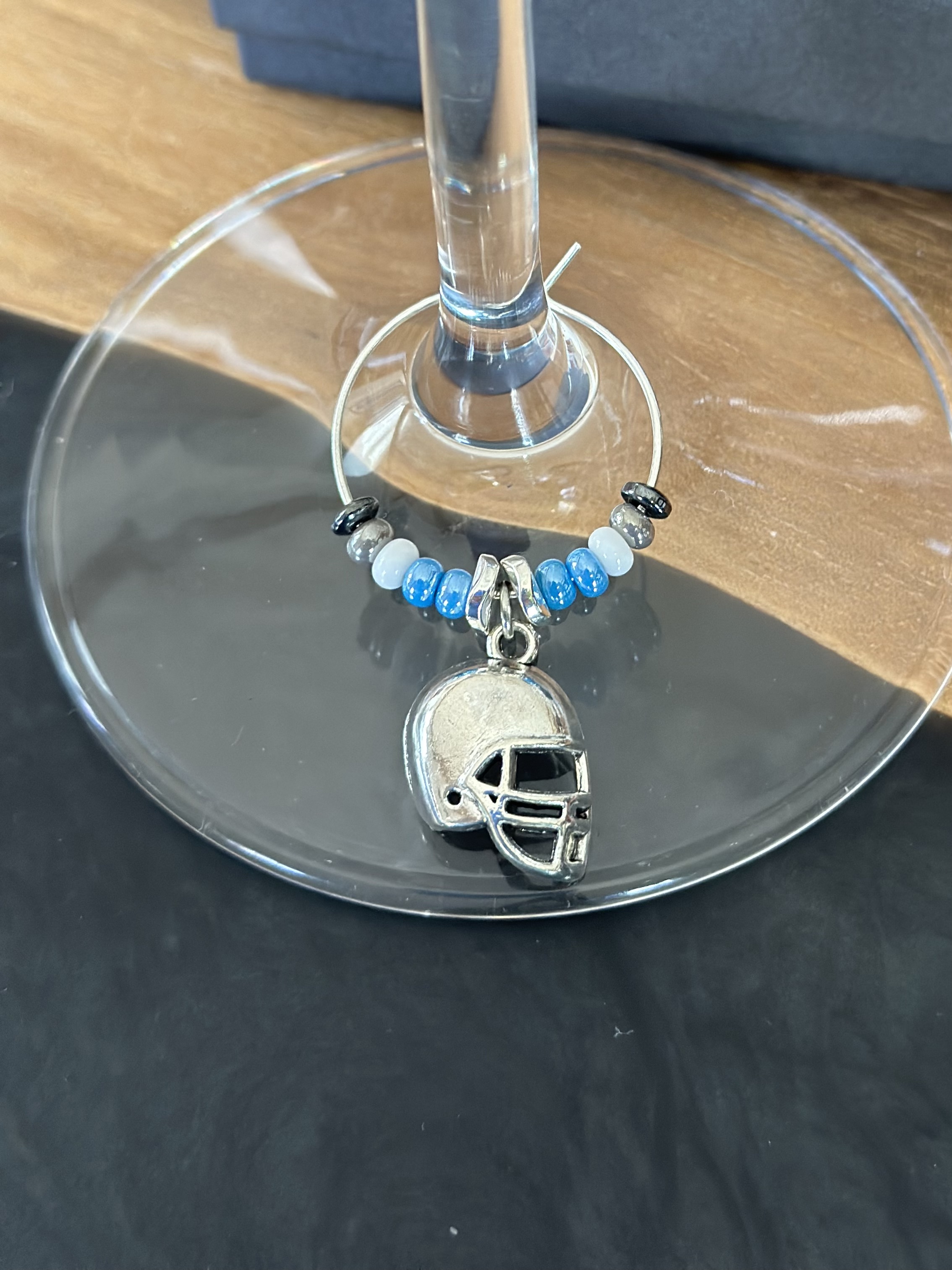 Football Helmet Wine Glass Charm