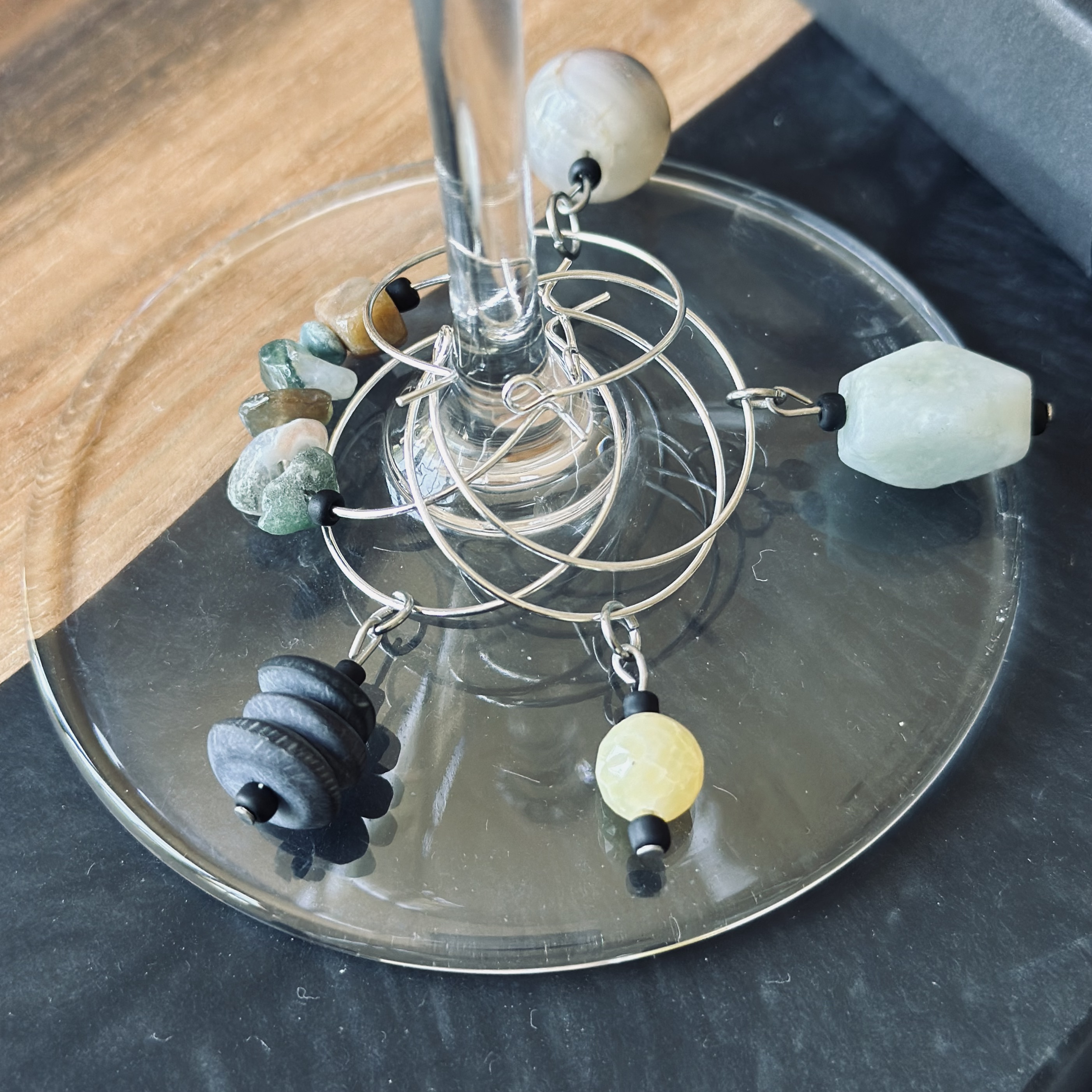 Handcrafted Gemstones Wine Charms Sets