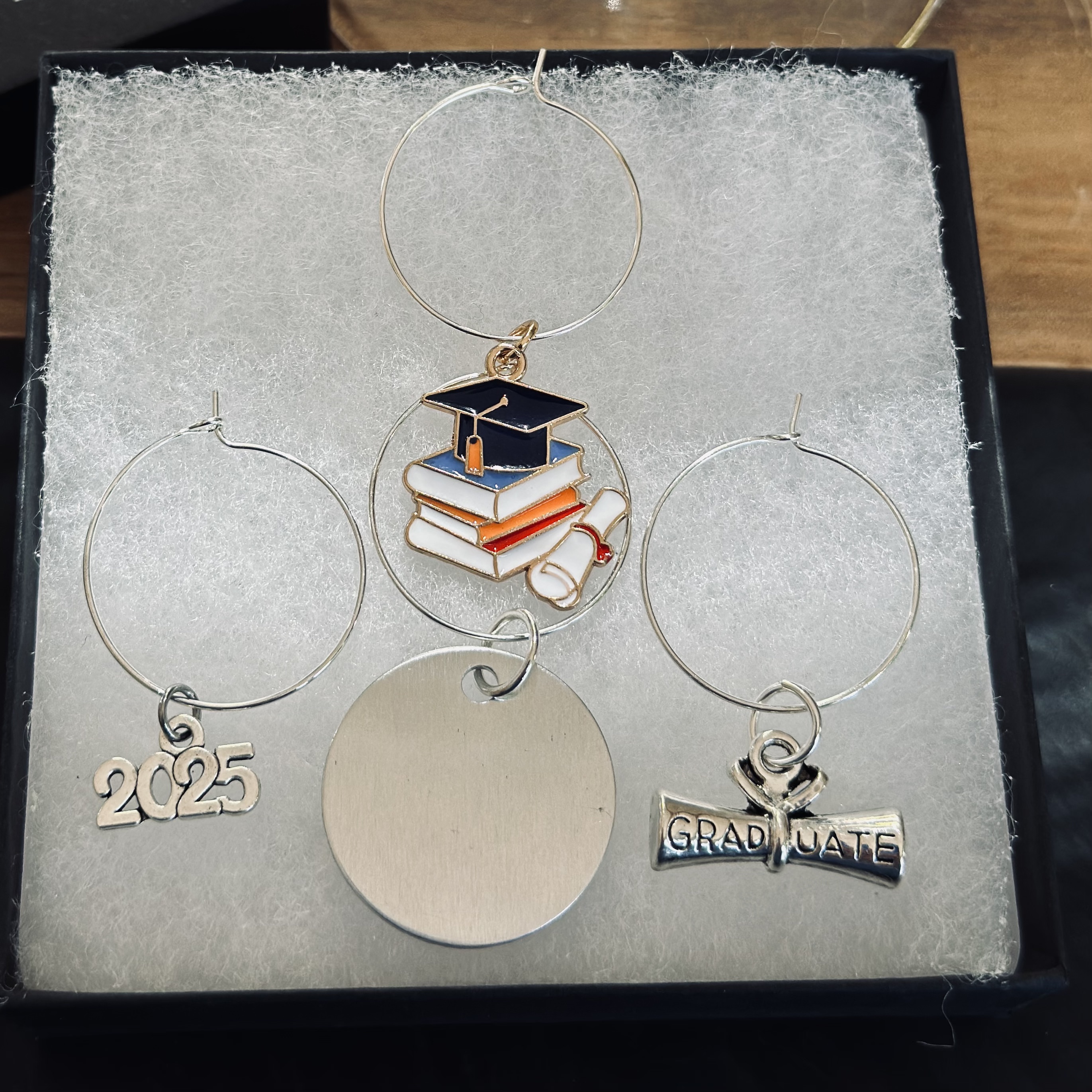Graduation Wine Glass Charms Set