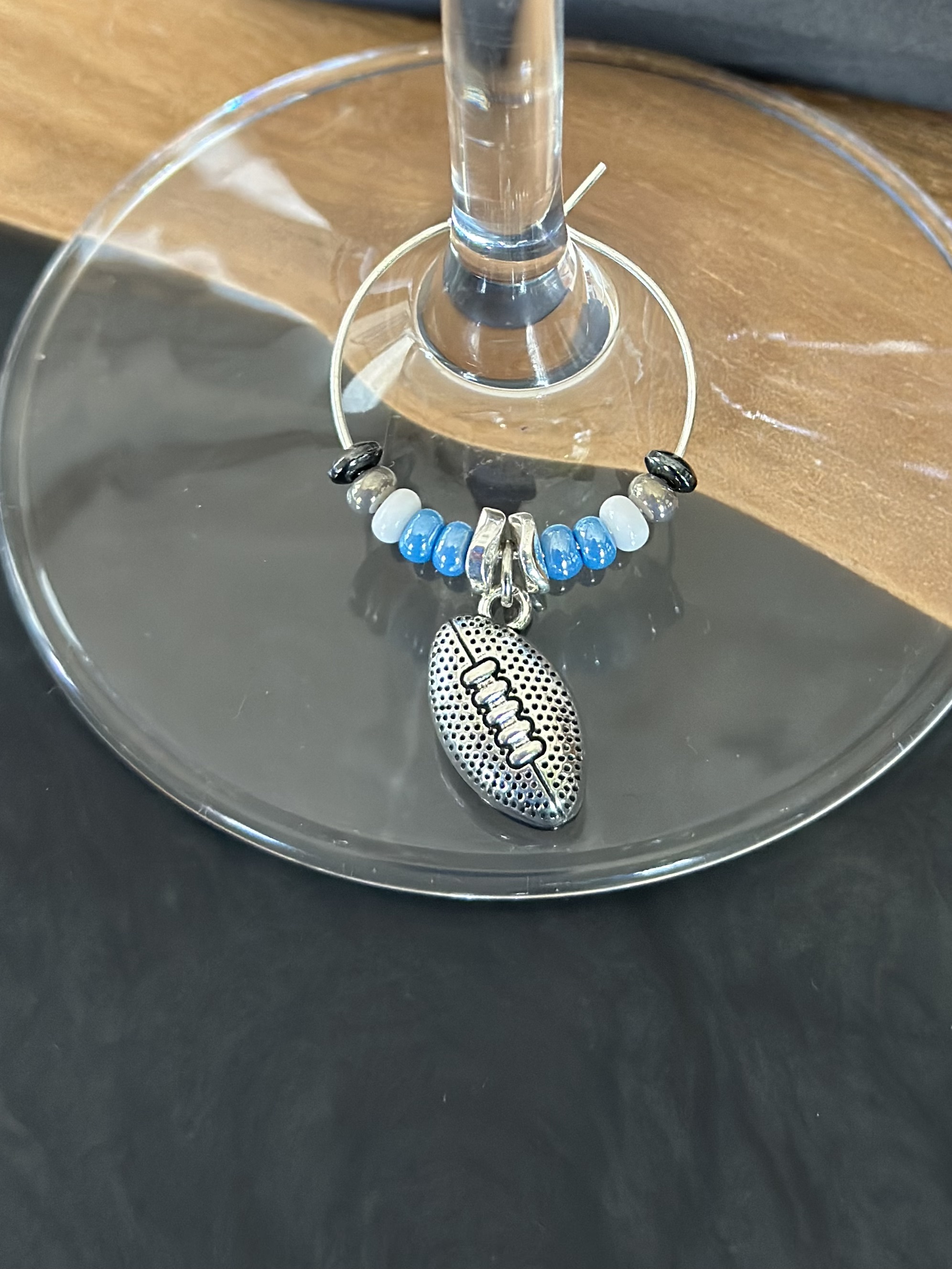 Football Wine Glass Charm