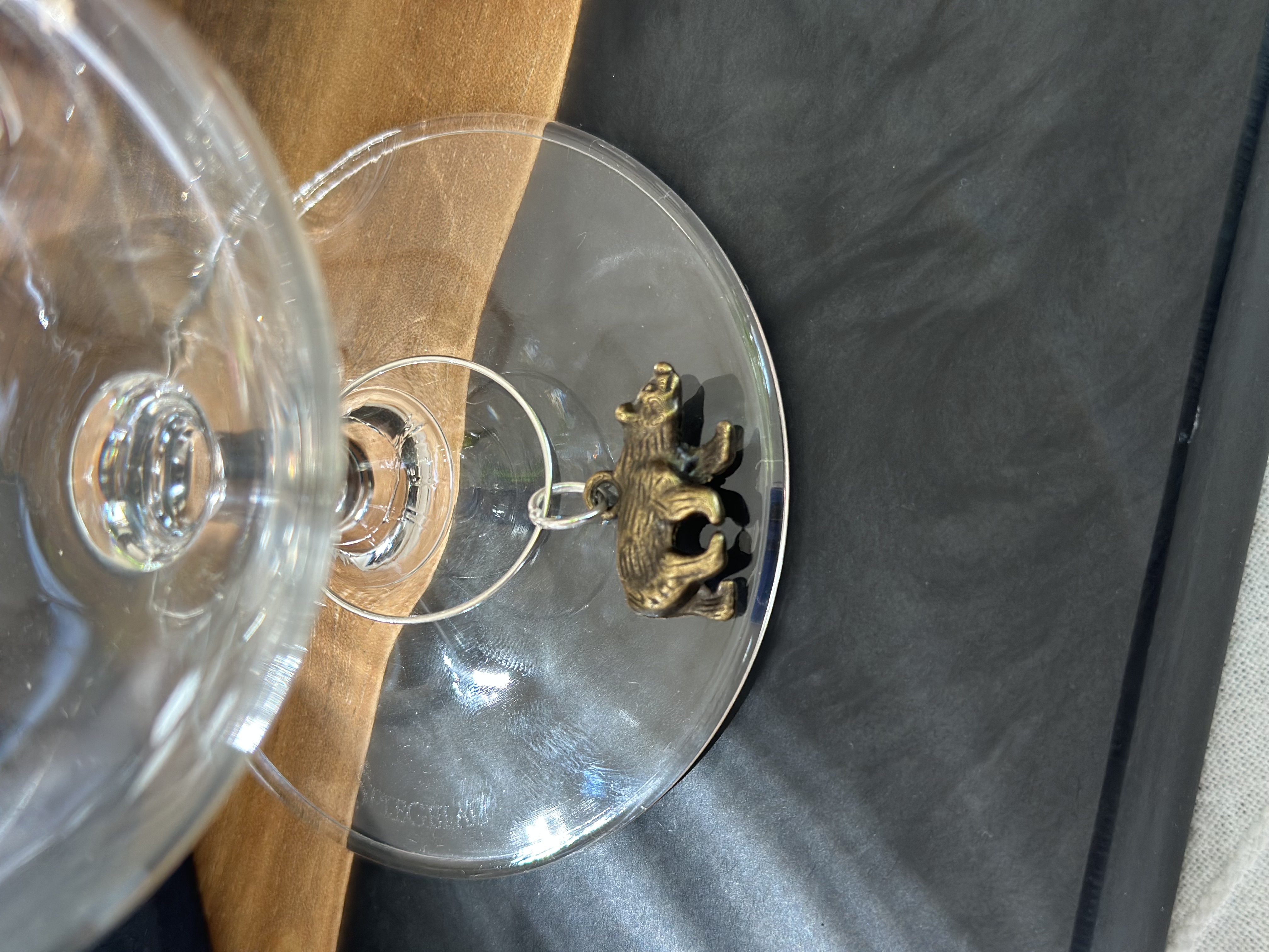 Antique Bronze Bear Wine Glass Charm