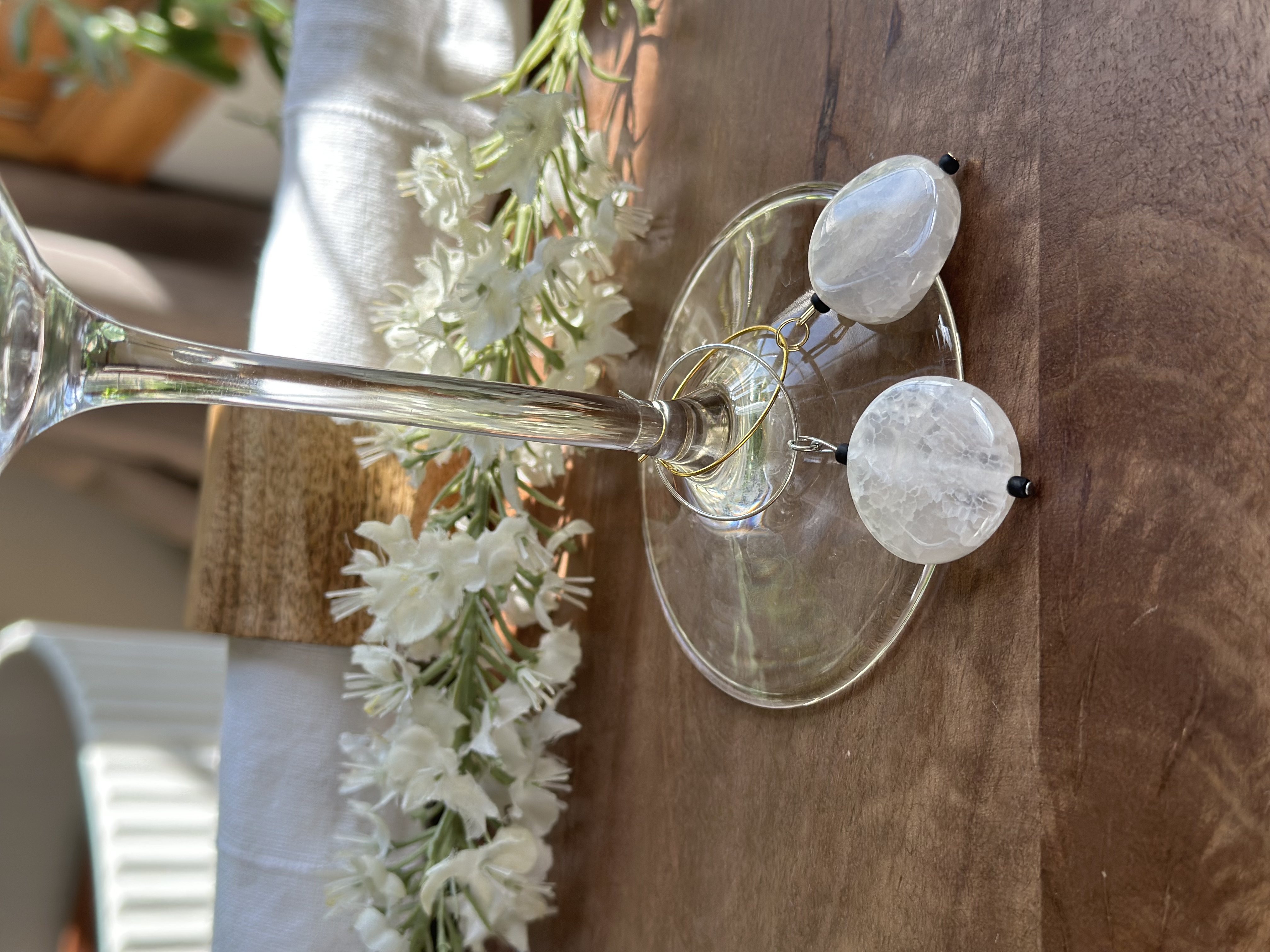 Big Clear/White/Ivory Glass Charm called "Thin Ice"