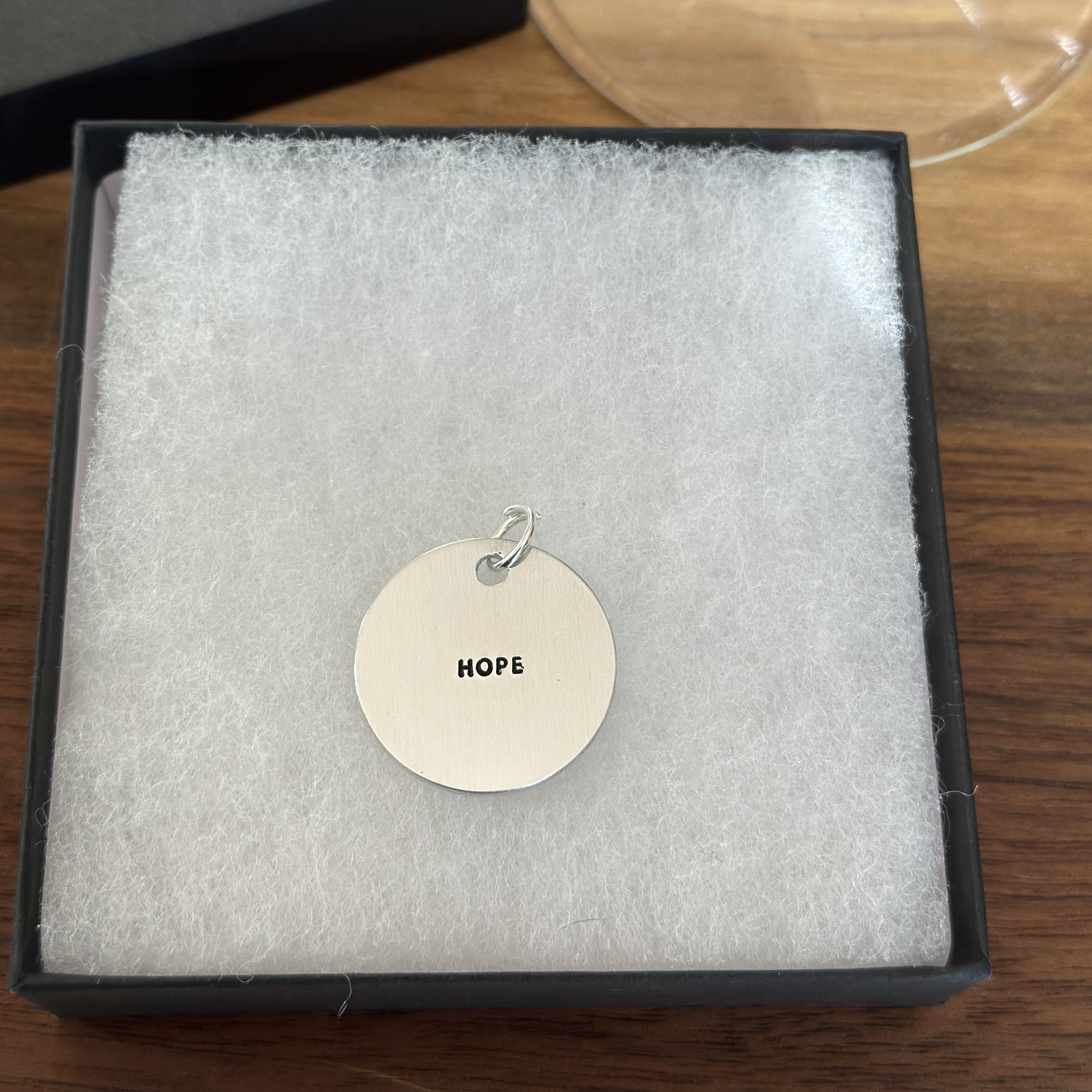 Hand stamped HOPE Pendant, Wine Charm, or Necklace