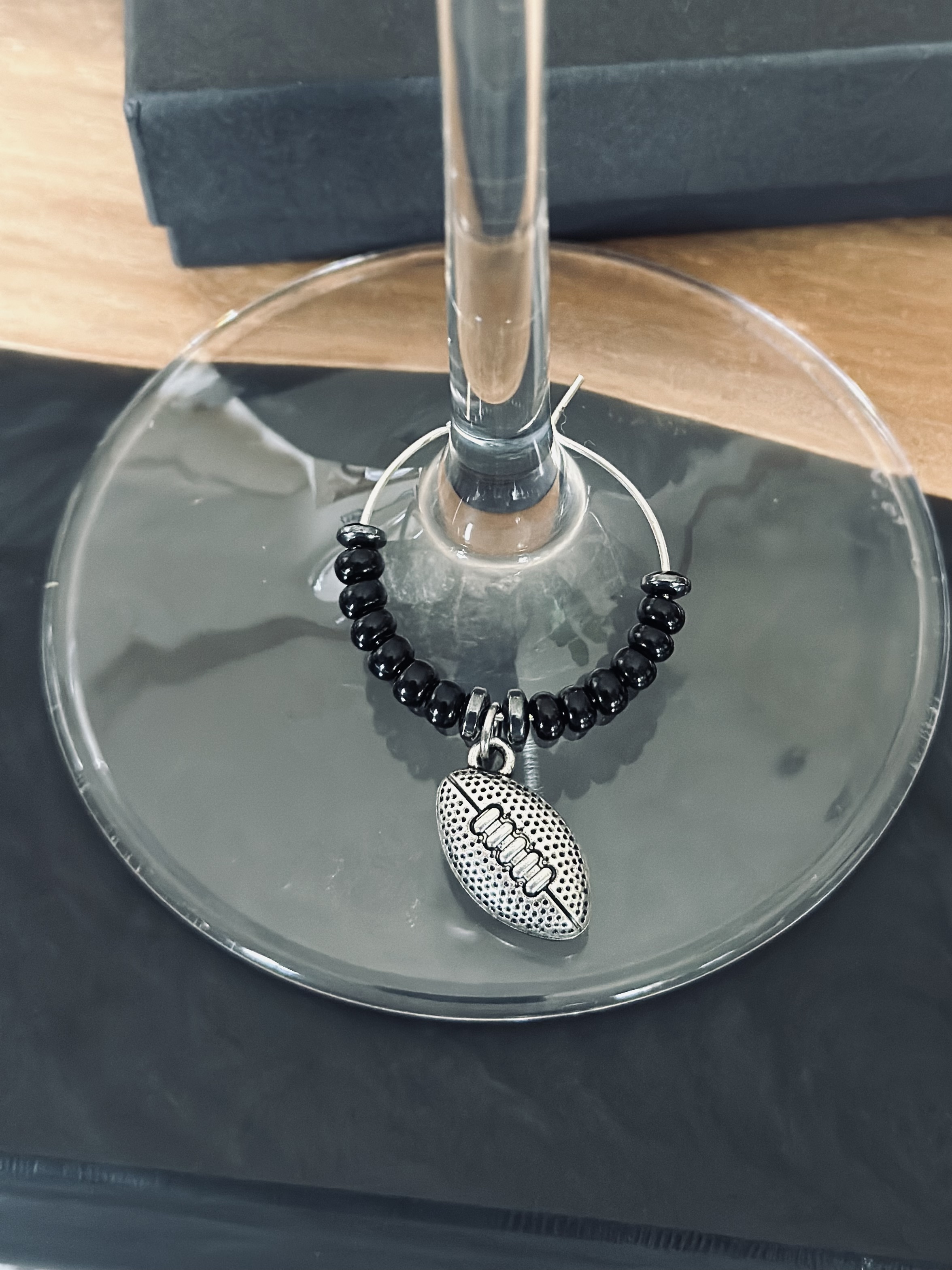 Football Wine Glass Charm