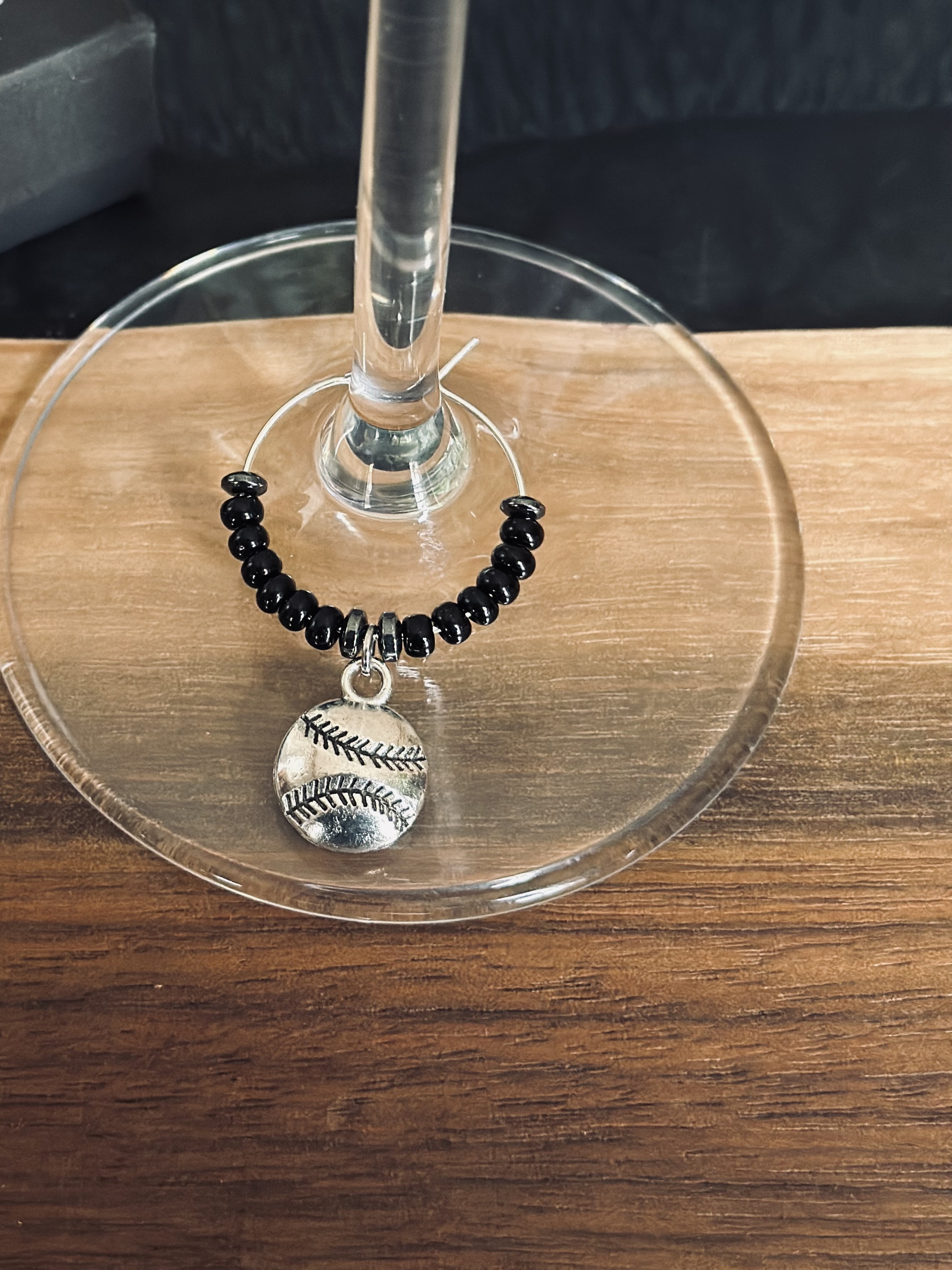 Baseball Wine Charm