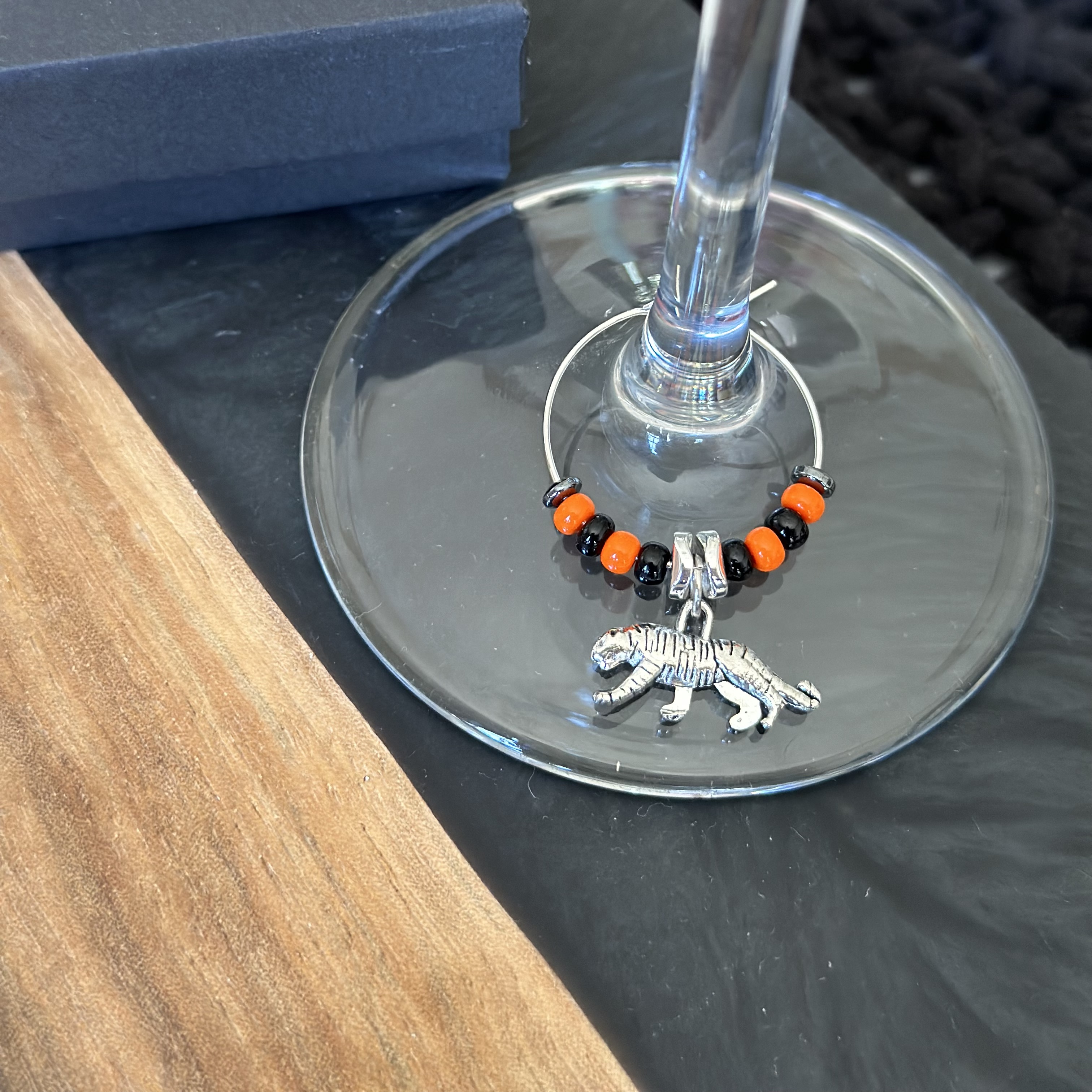 Silver Bengal Tiger Wine Charm