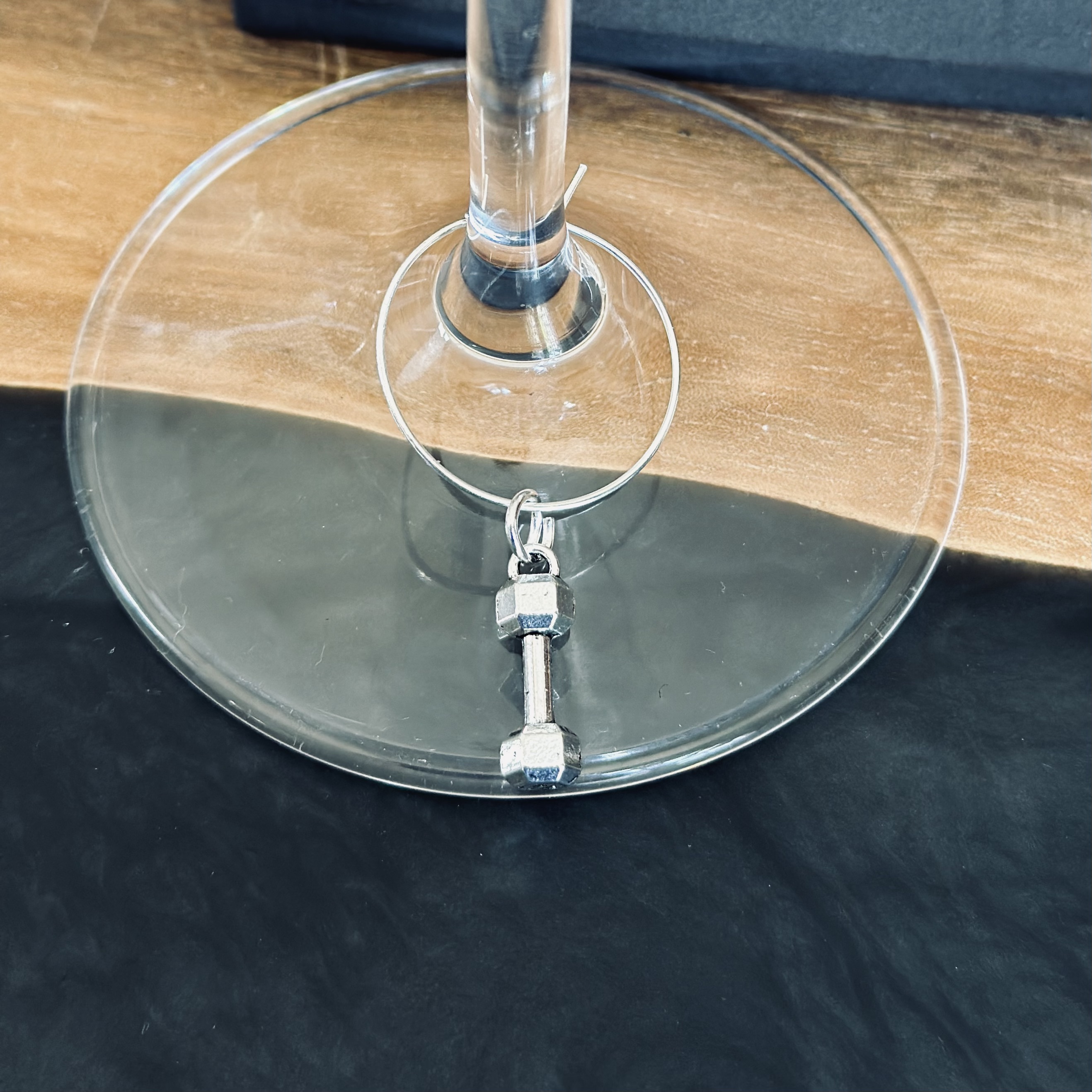 Dumbbell Wine Glass Charm