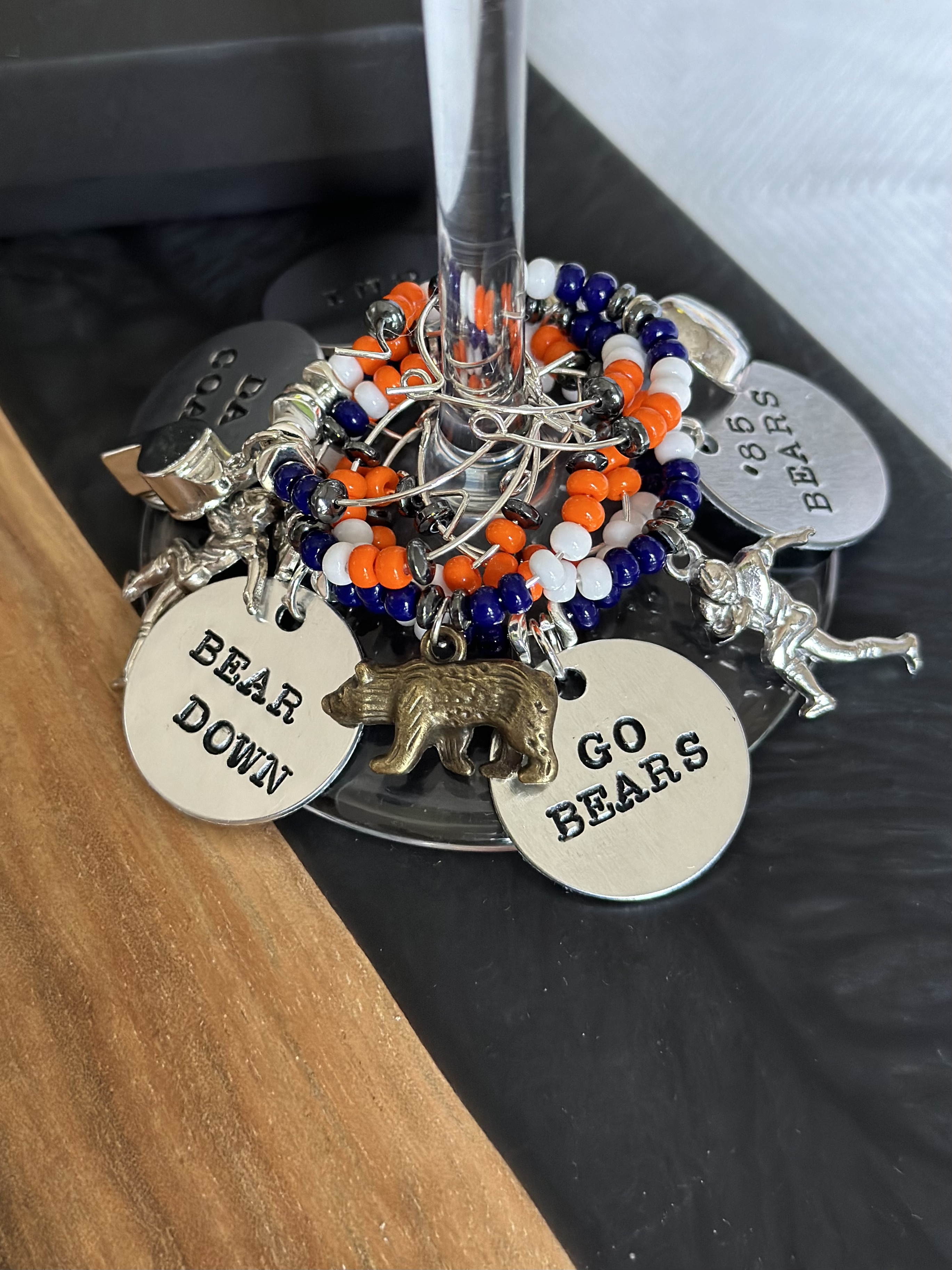 Fully customizable Football Wine Charms Set