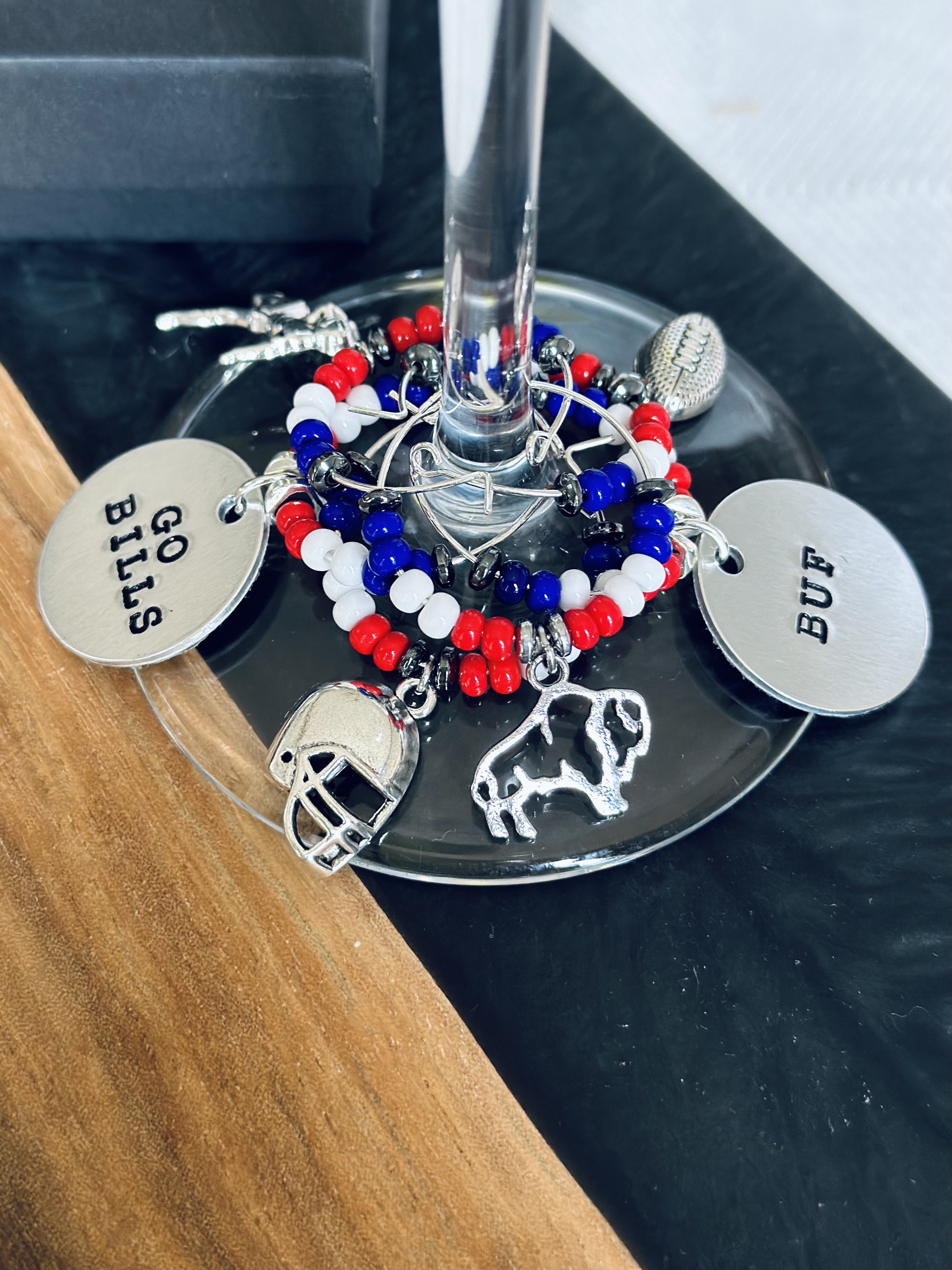 Fully customizable Football Wine Charms Set