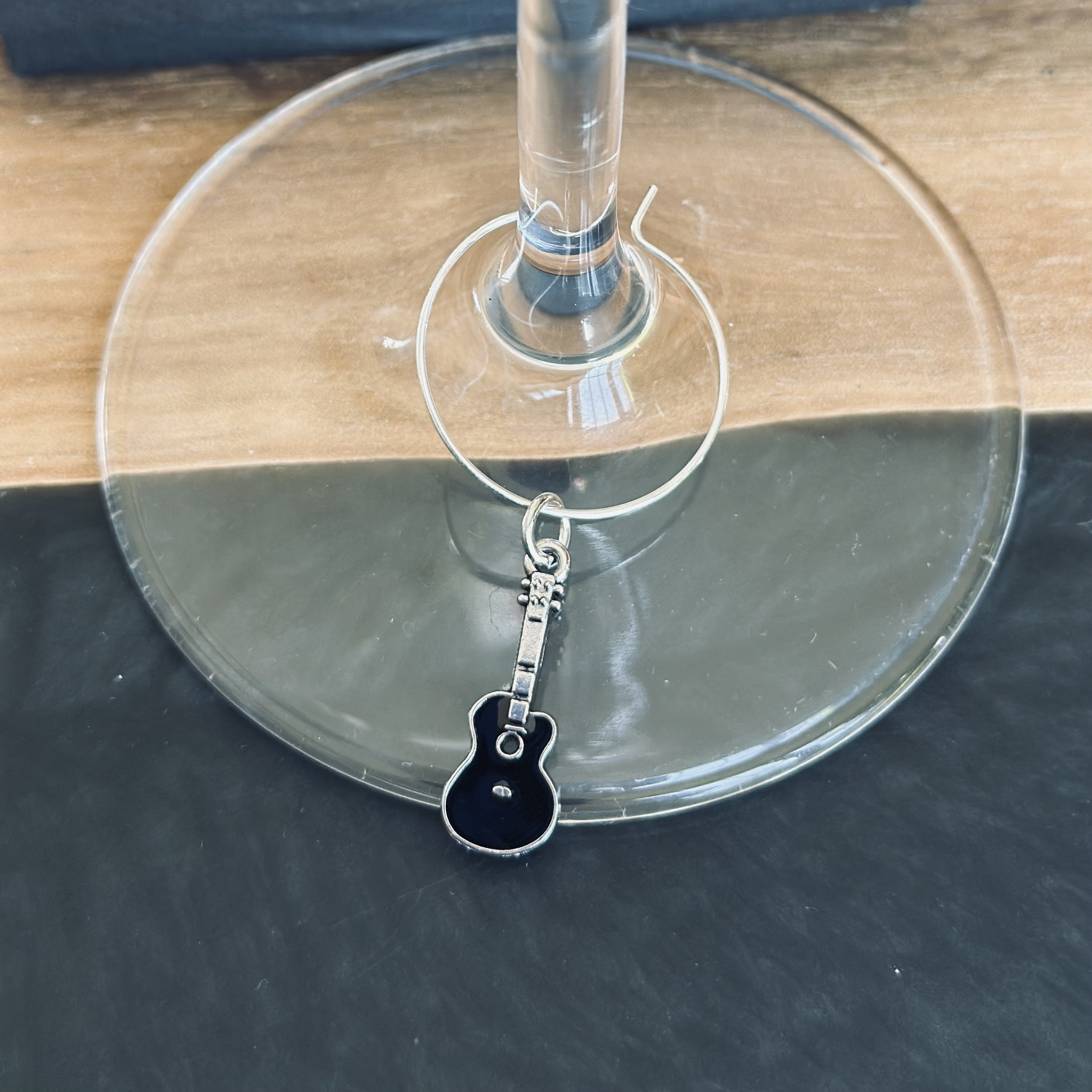 Black Guitar Wine Charm