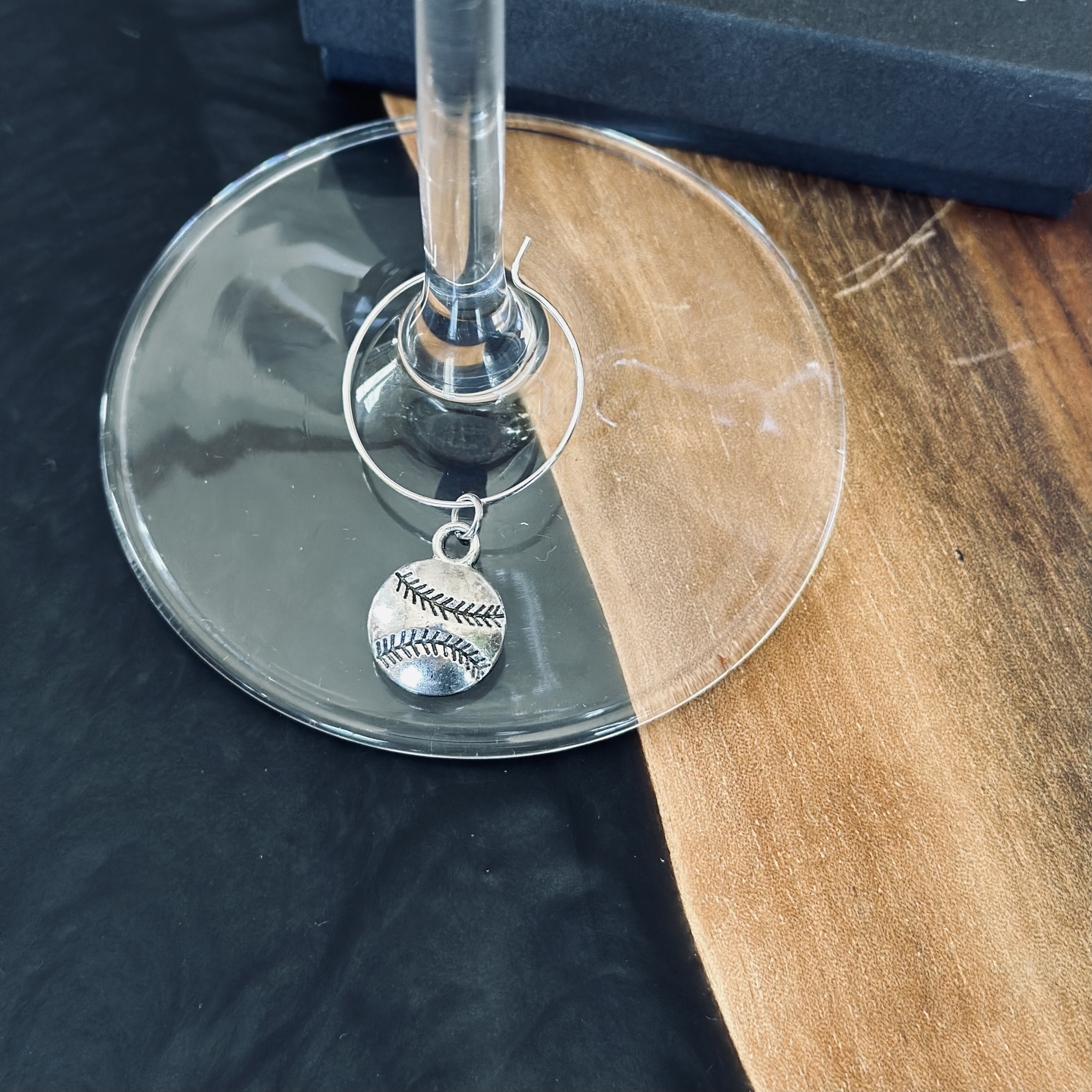Baseball Wine Charm
