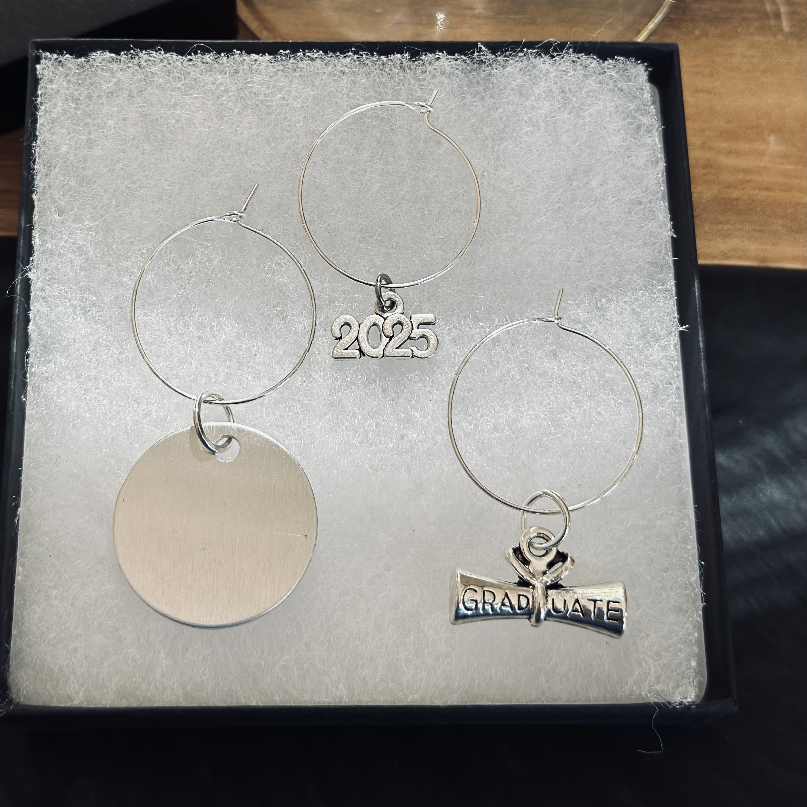 Graduation Wine Glass Charms Set