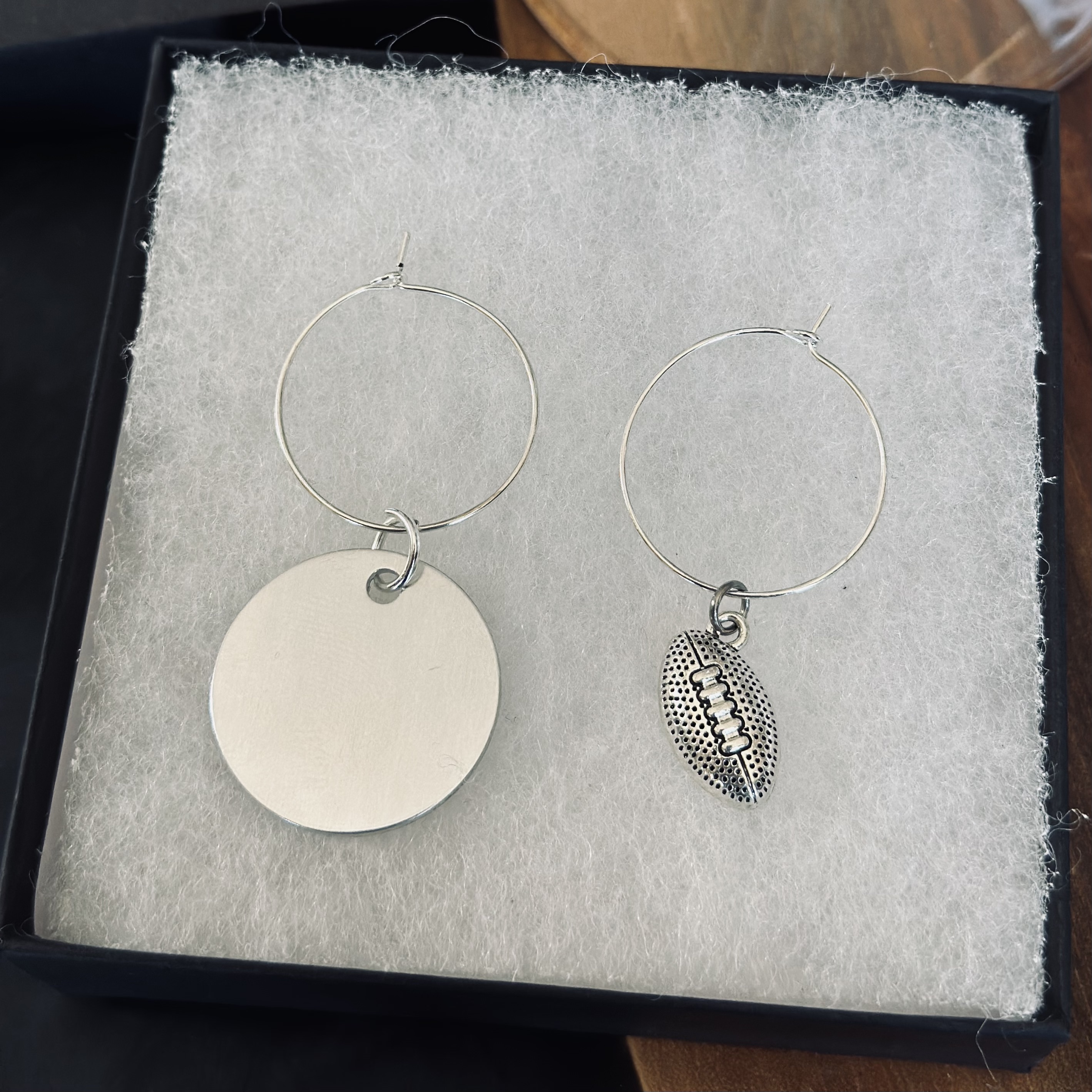 Set of 2 Football Wine Charms Including a Personalized Pendant