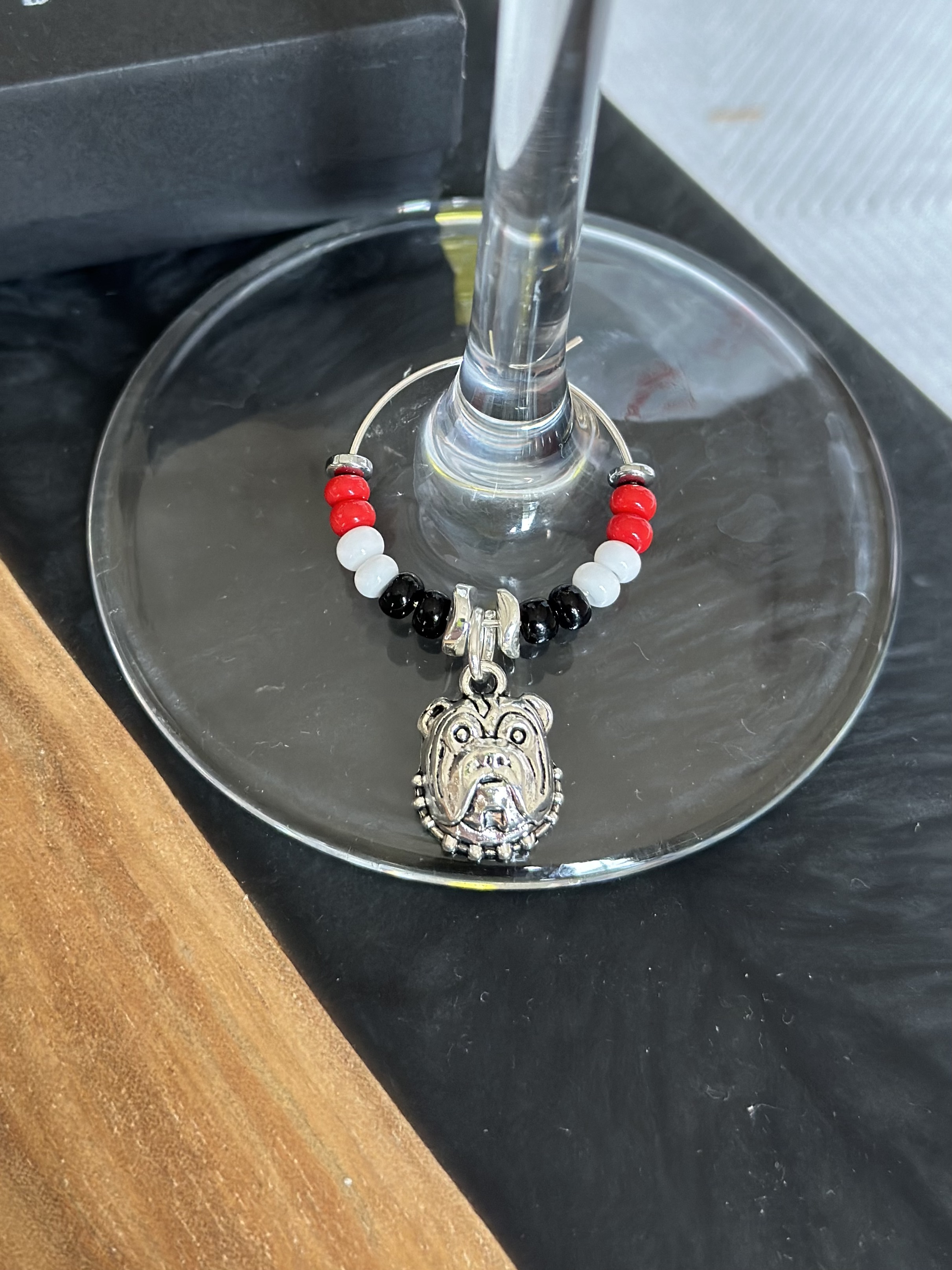 Bulldog Wine Charm -Bulldog face