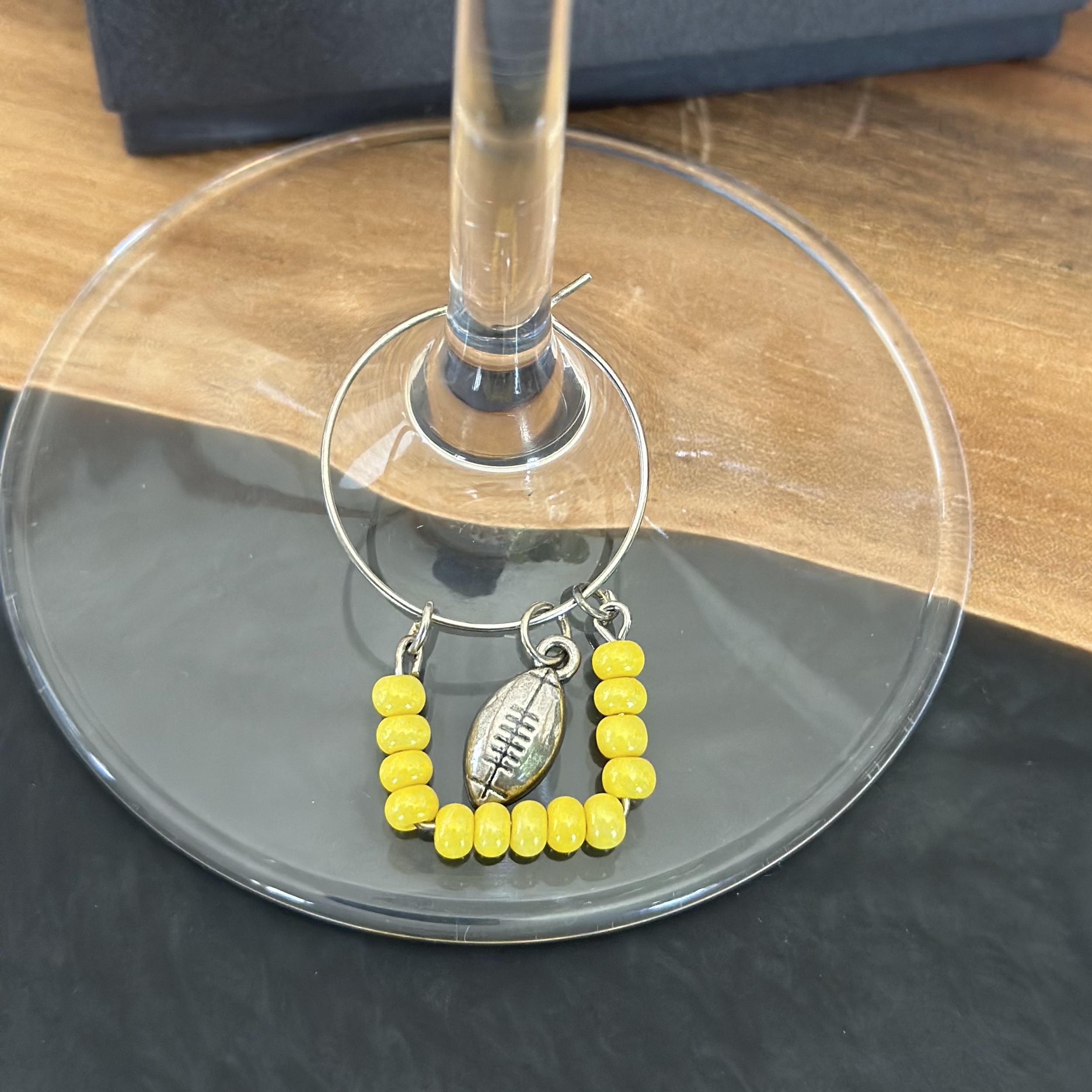 Handmade Football & Goal Post Wine Charm
