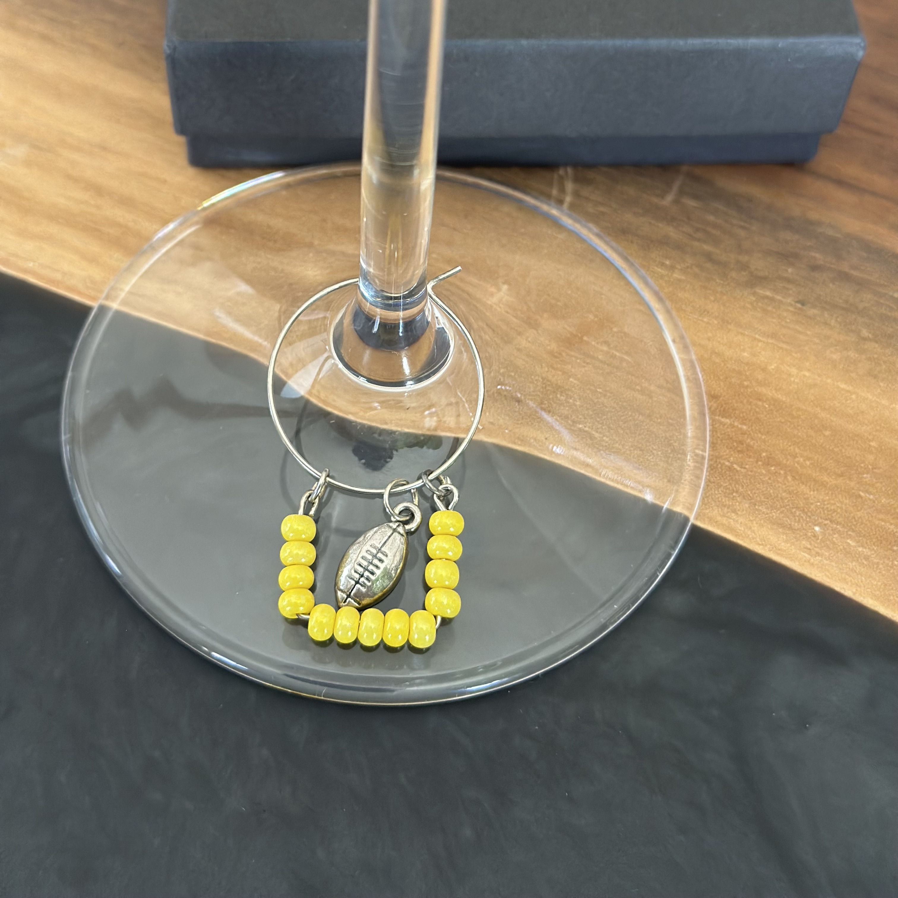 Handmade Football & Goal Post Wine Charm