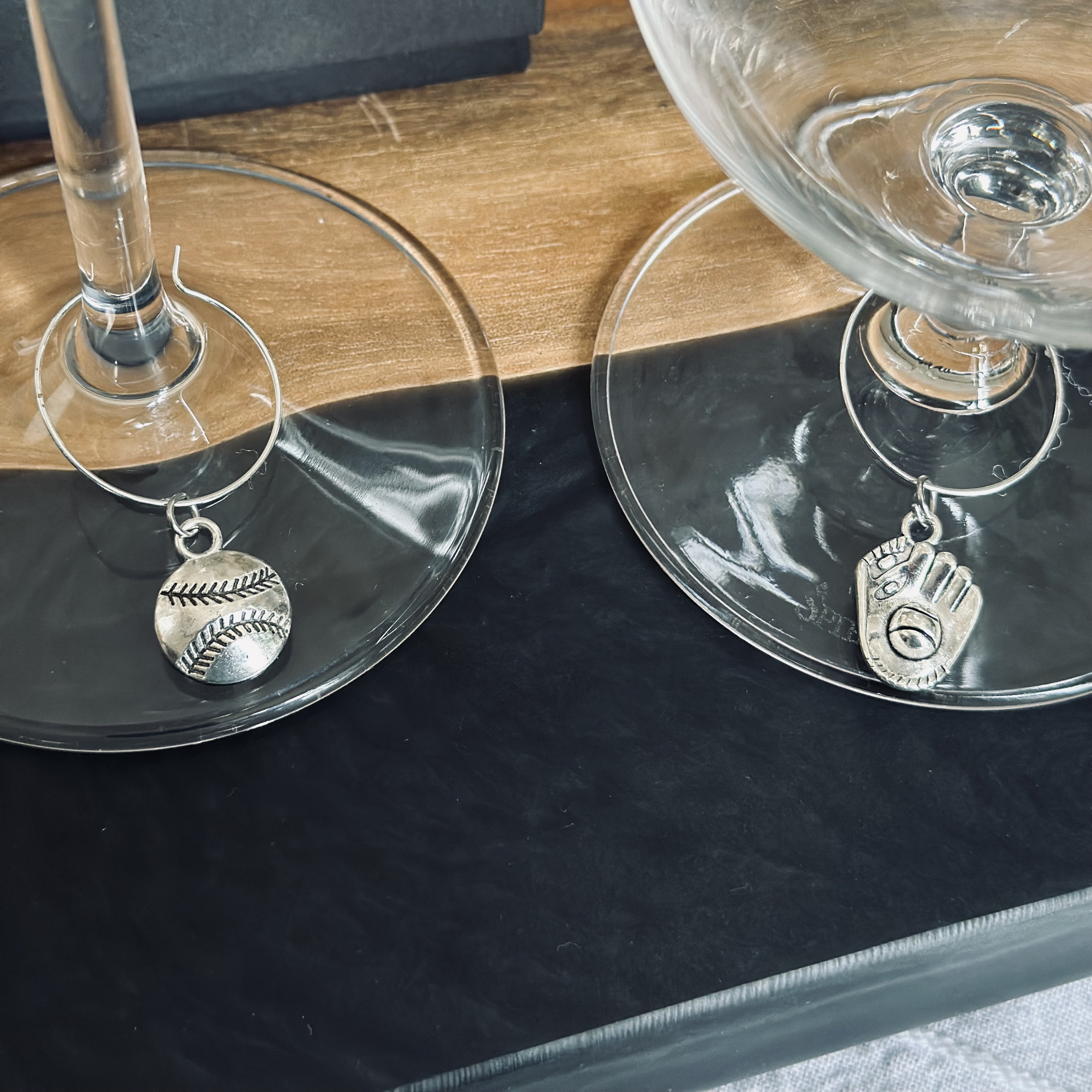 Set of 3 Baseball Wine Charms 