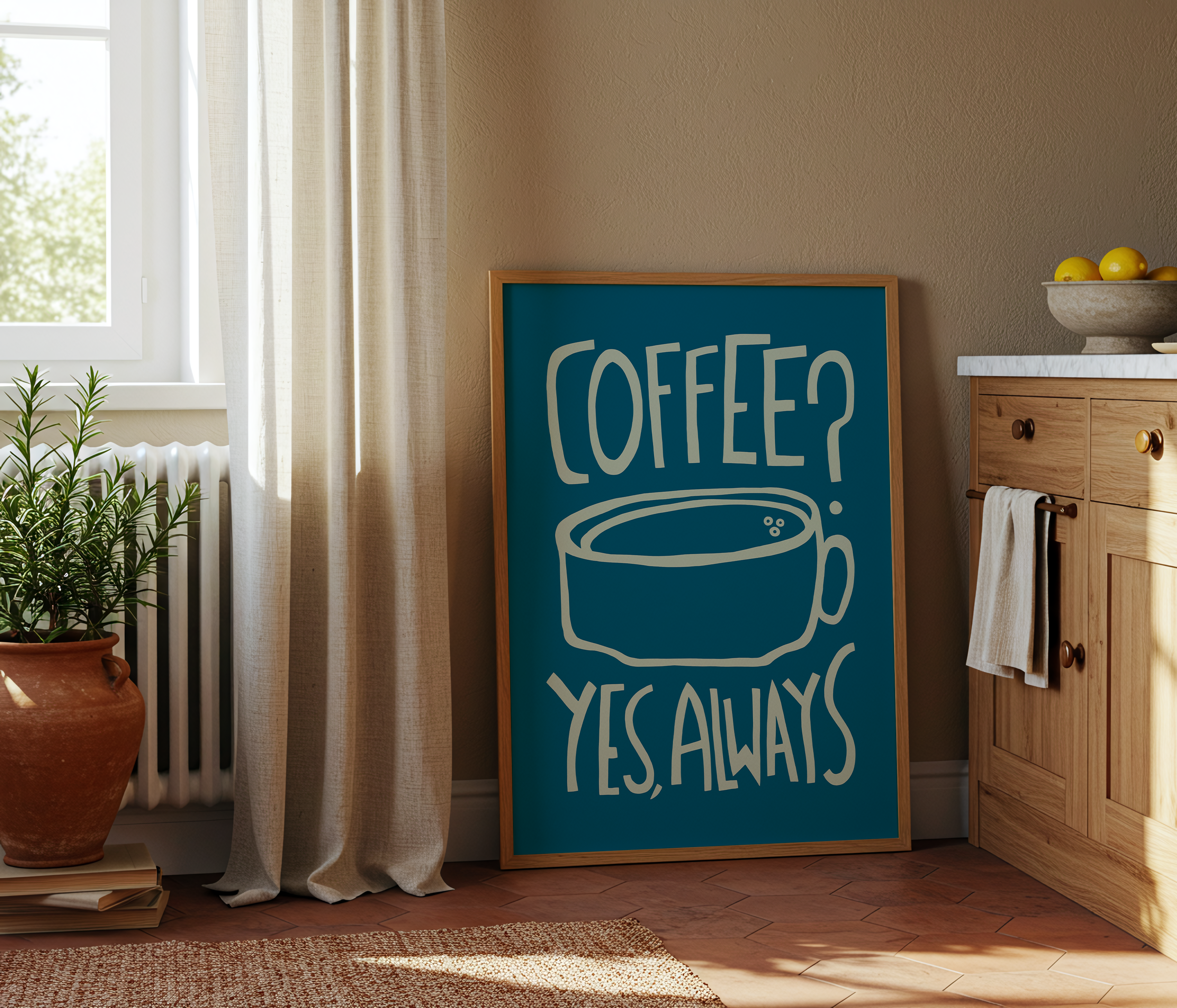 Coffee? Yes, Always (Blue, Digital Download)