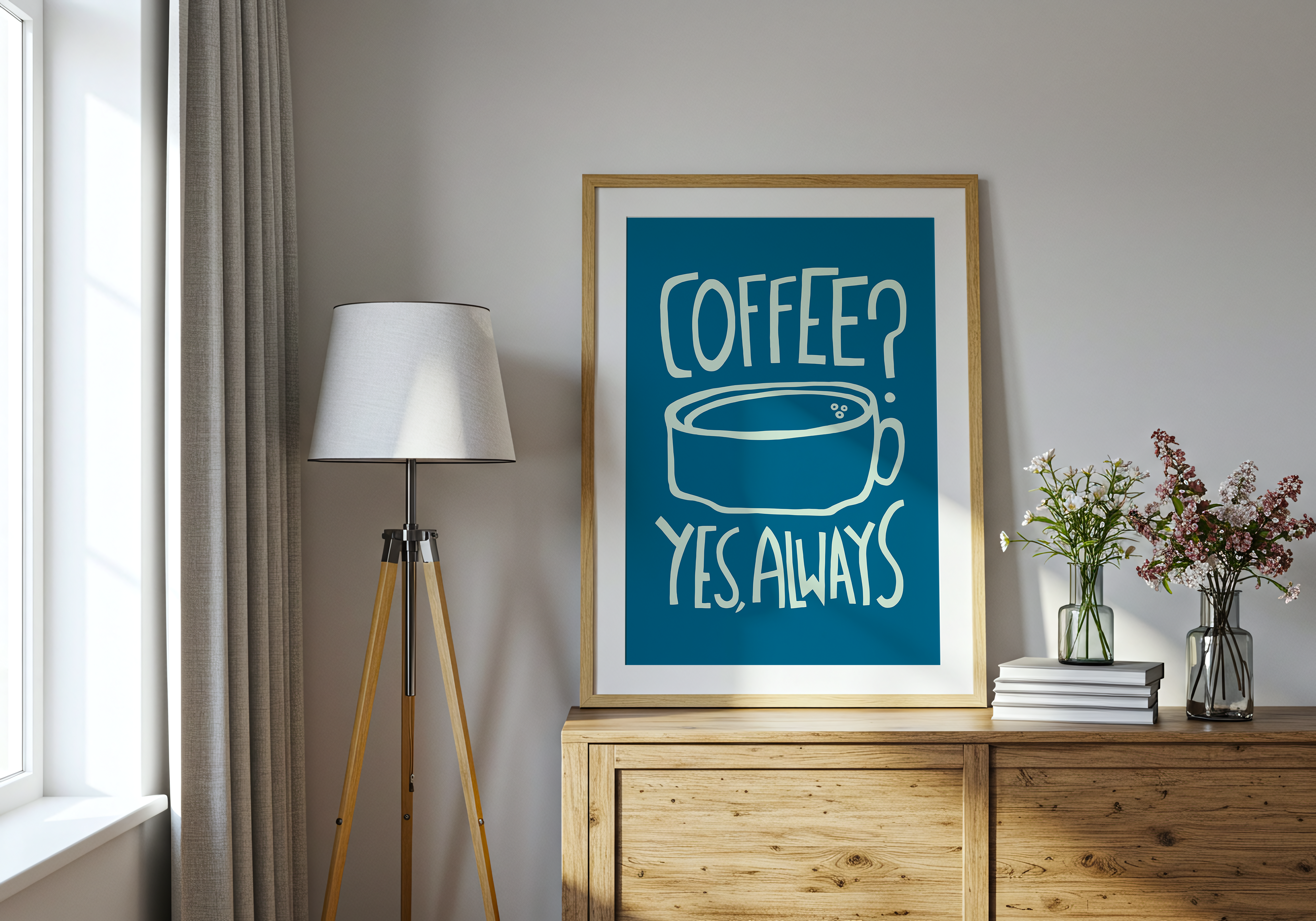 Coffee? Yes, Always (Blue, Digital Download)