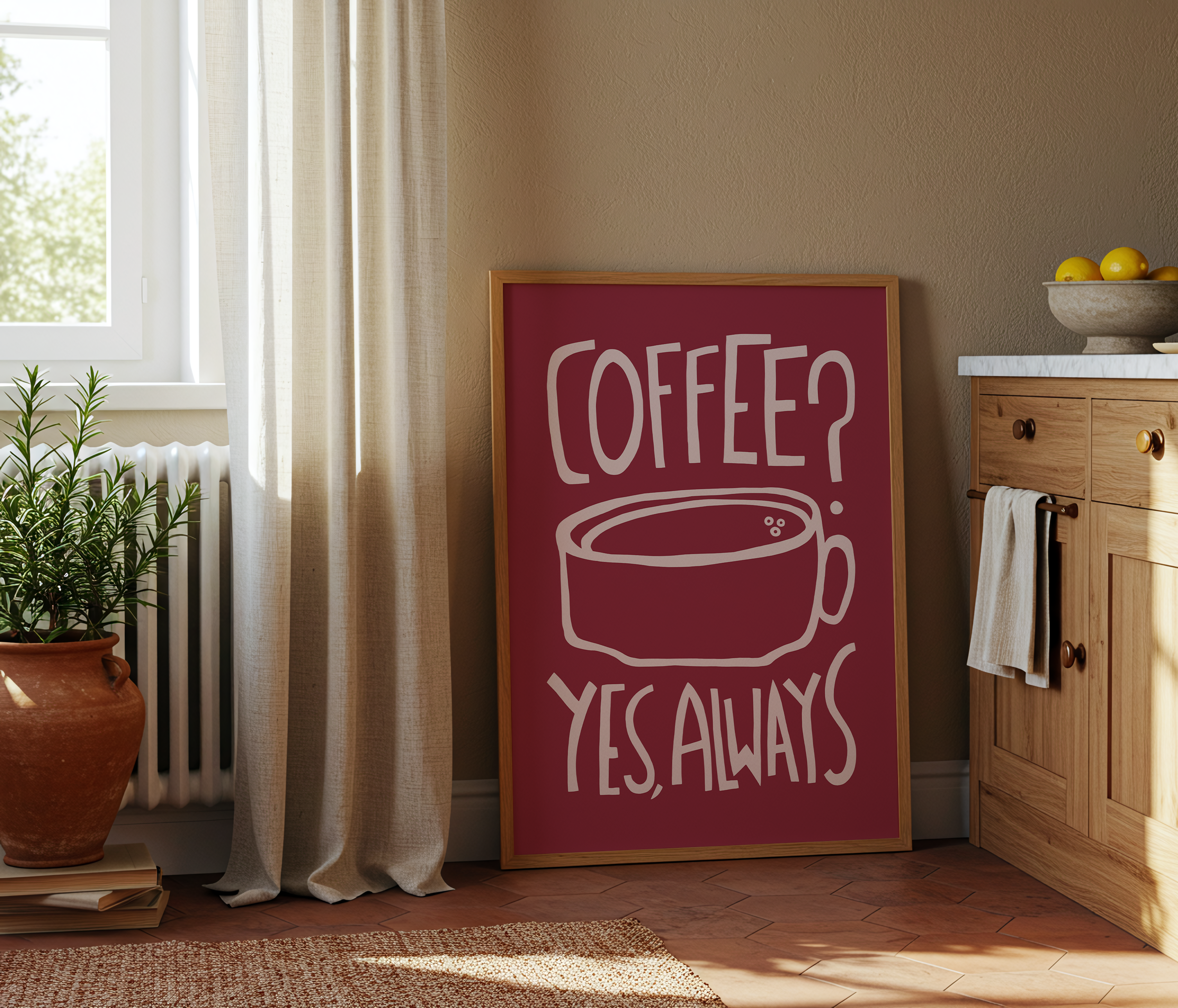 Coffee? Yes, Always (Red, Digital Download)